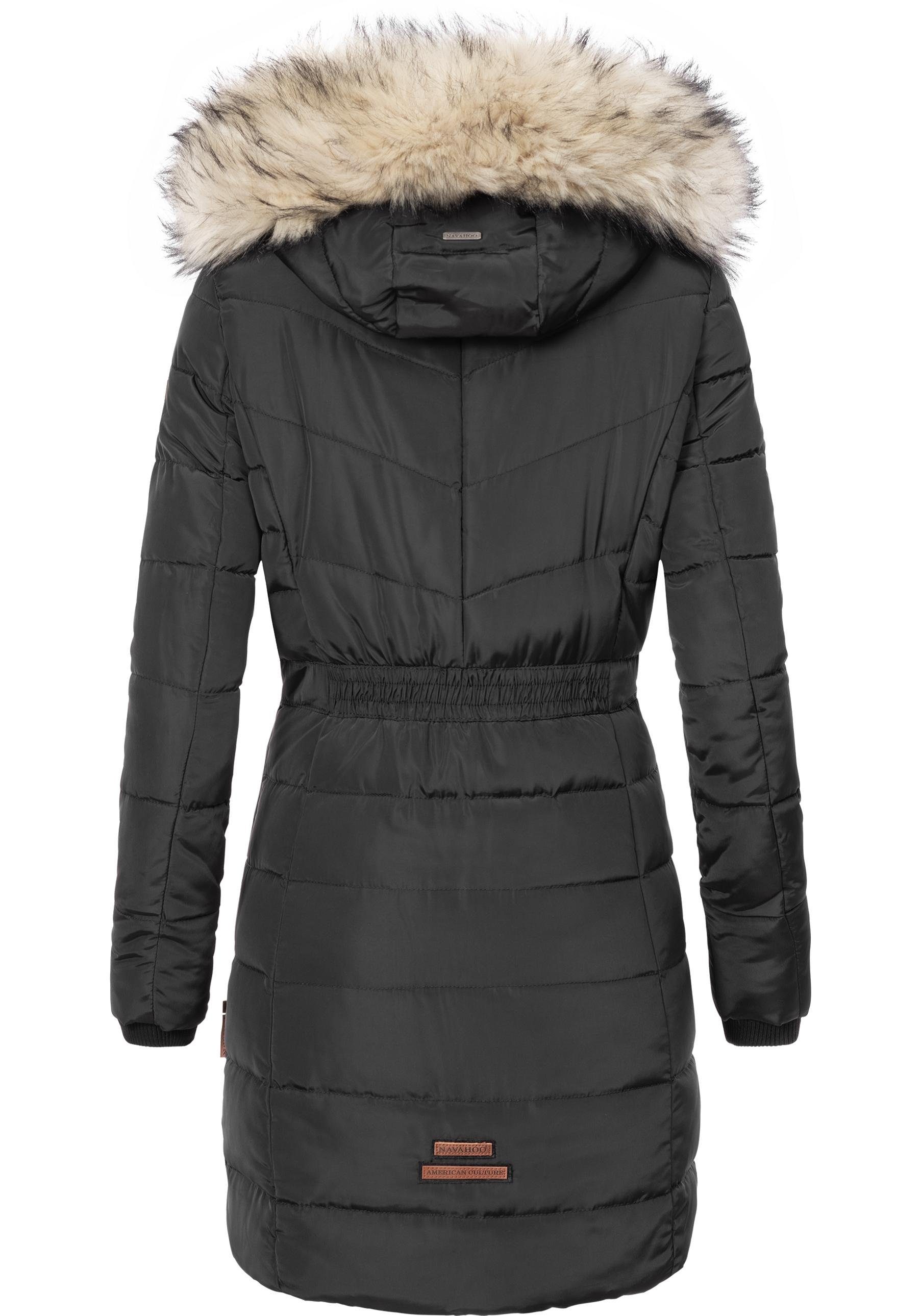 Navahoo Steppmantel Paula stylischer Winter Parka m. edlem Fellimitat