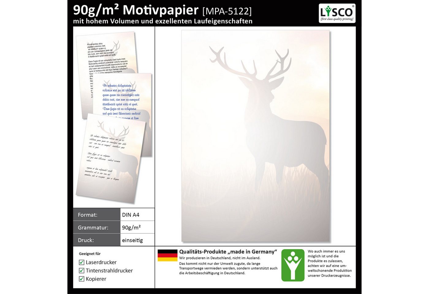 Thumbnail - LYSCO Briefpapier Motivpapier Tierisches Paradies DIN A4, gut beschreibbar, tierische Atmosphäre, für alle Drucker geeig...