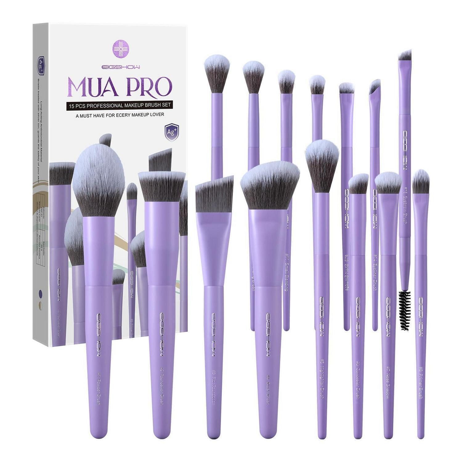 LuxusKollektion Kosmetikpinsel-Set Make-up Pinselset 15-teilig Matte Lila