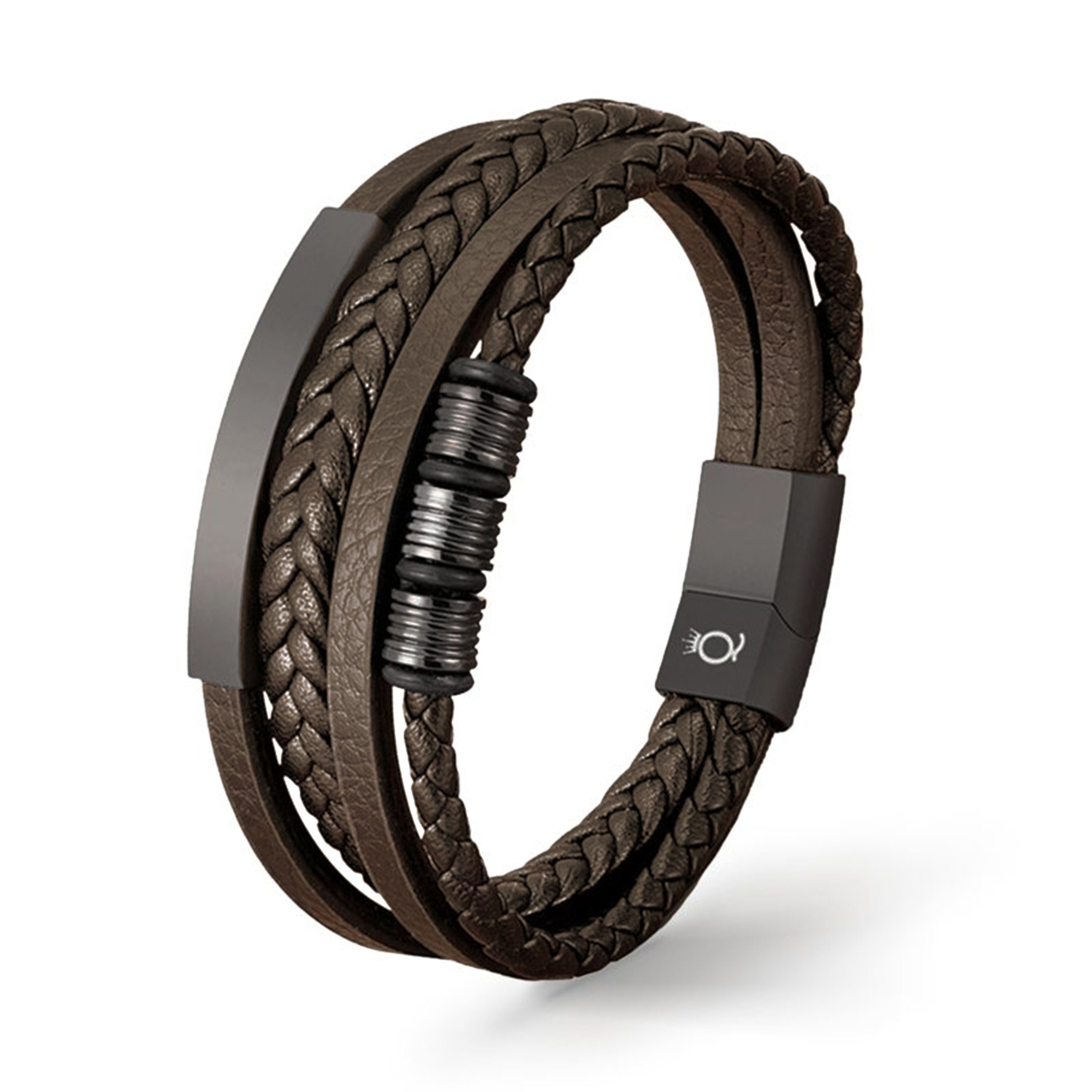 UNIQAL.DE Lederarmband Lederarmband Herren "SHAPE" geflochten Edelstahl, Echtleder, Casual Style, Handgefertigt mehr