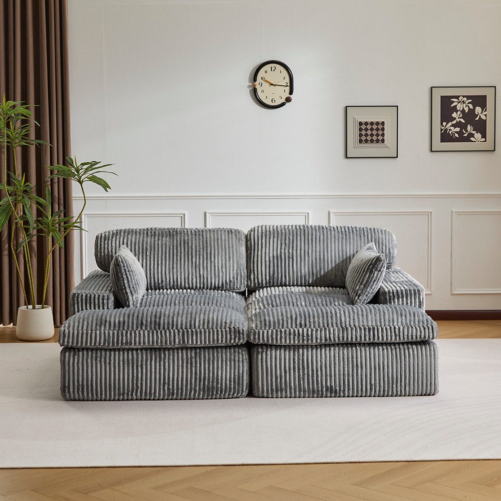 Leawin Sofa Cordsofa 2-Sitzer mit Bettfunktion, modernes Schlafsofa für Wohnzimmer, Weicher Cordbezug, flexible Kombination & ideal für kleine Räume