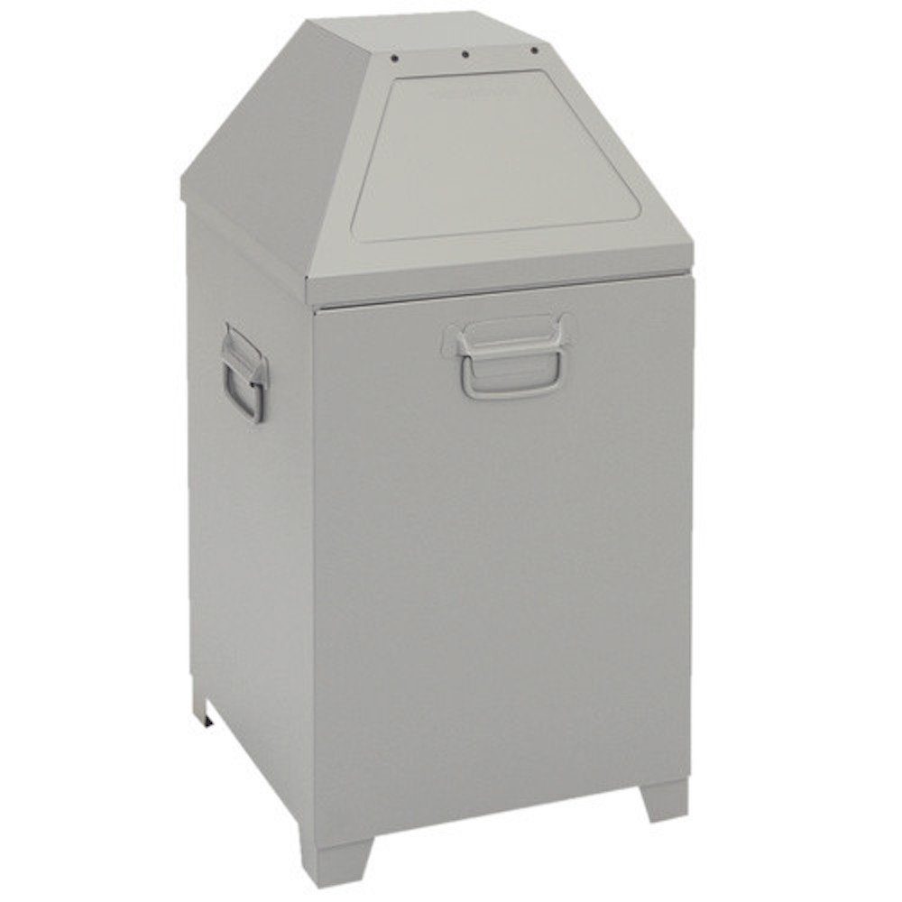 PROREGAL® Mülleimer Abfallbehälter, selbstschließend, 95L, HxBxT 87x45x45cm, Gelb Weißaluminium