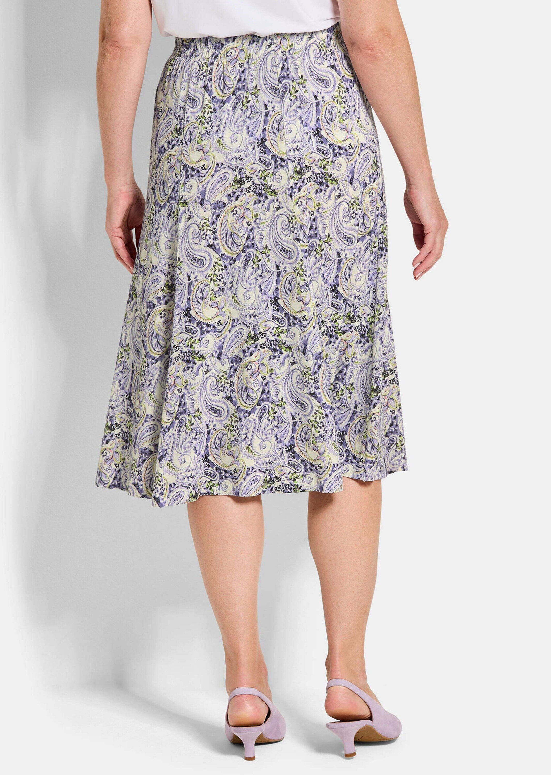 GOLDNER Jerseyrock Druckrock mit Paisley-Muster Midirock mit Rundum-Dehnbund und Wadenlänge