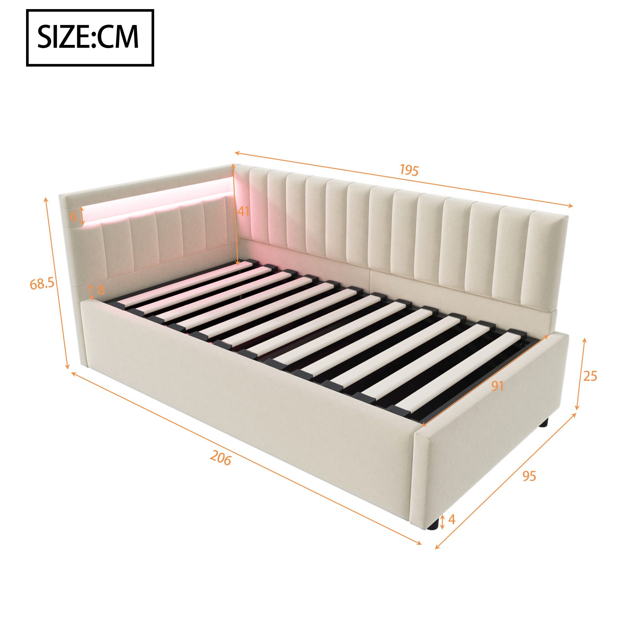 Ulife Polsterbett Schlafsofa Daybett mit LED-Beleuchtung günstig online kaufen
