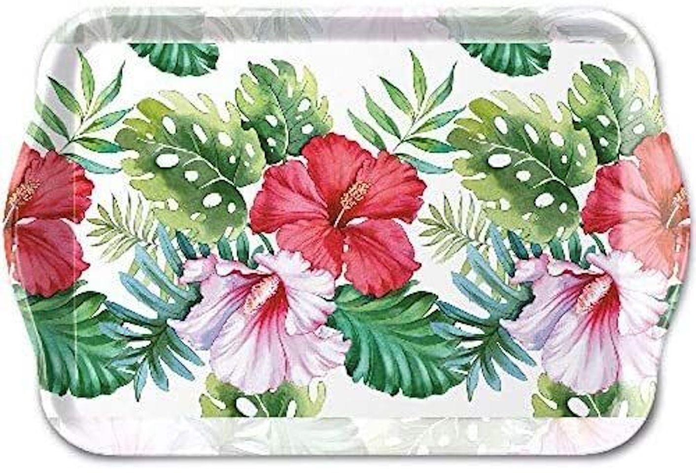 Tablett Serviertablett ca. 13 x 21 cm, Hibiskus Sommer Blumen Kollektion