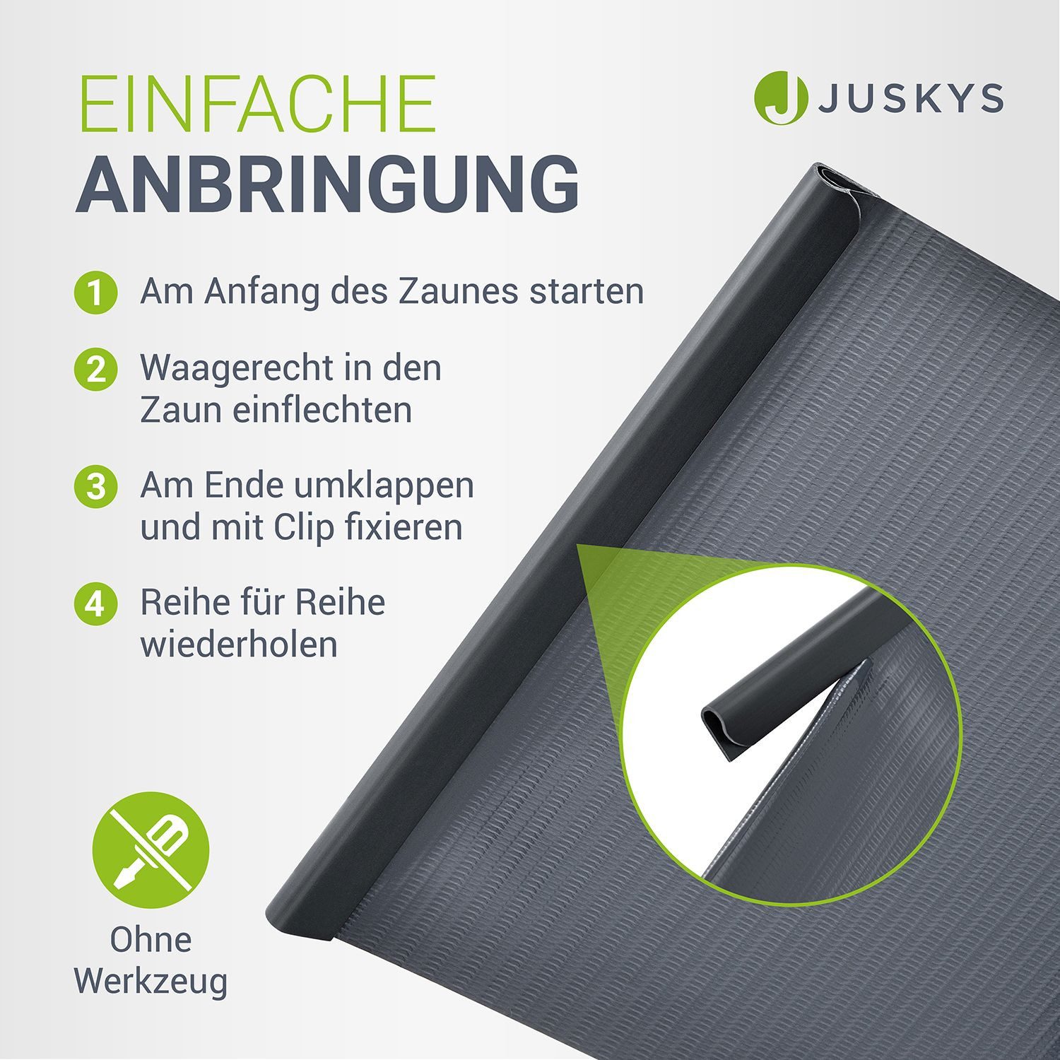 Juskys Sichtschutzstreifen PVC Sichtschutzstreifen 4er Set, Doppelstabmatten Zaun 4er Set á 35m x 19cm, Zaunfolie in Anthrazit