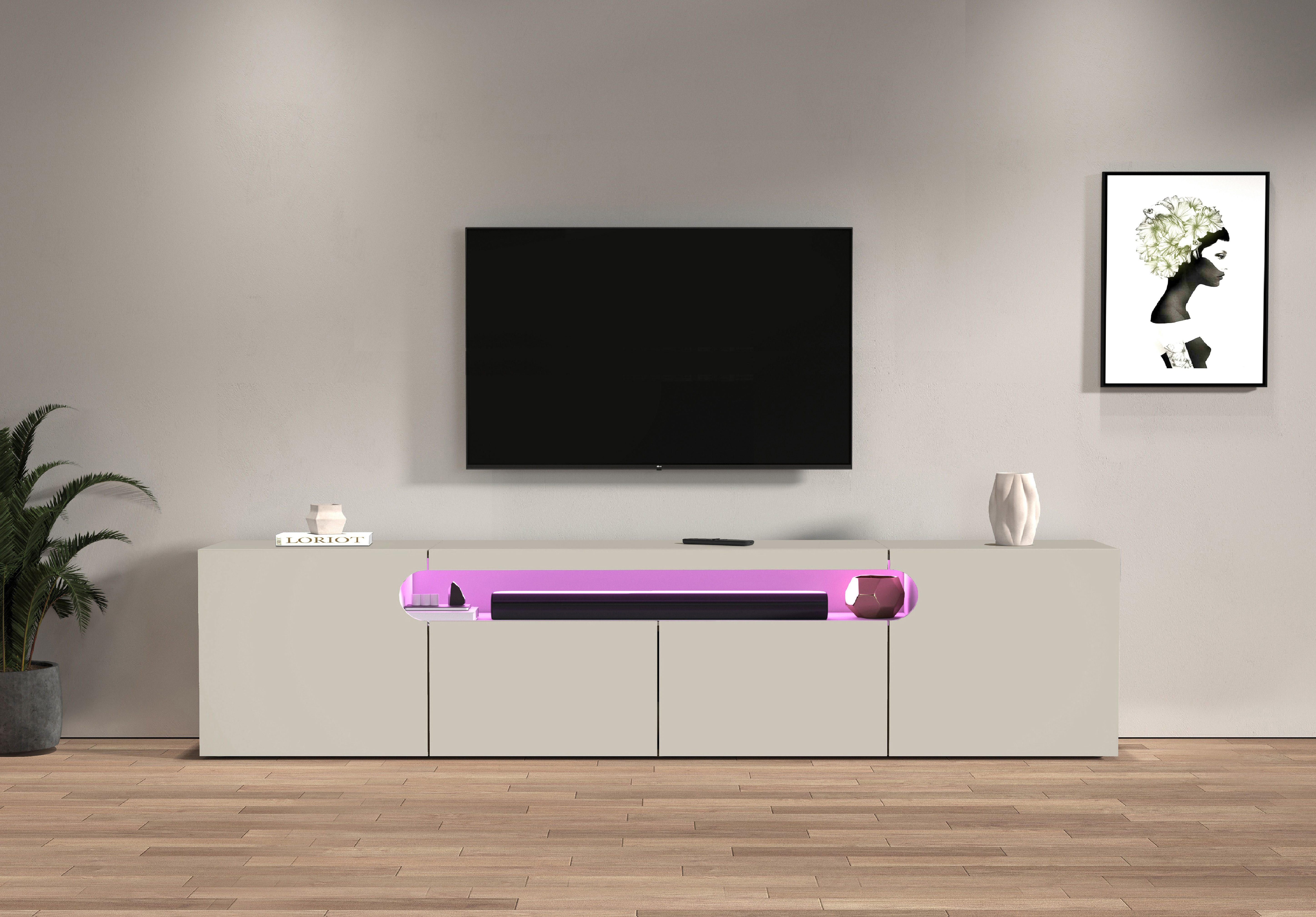 Home affaire Lowboard REAL TV-Möbel, 240 cm breit, 40/60 cm hoch, Hochglanz günstig online kaufen