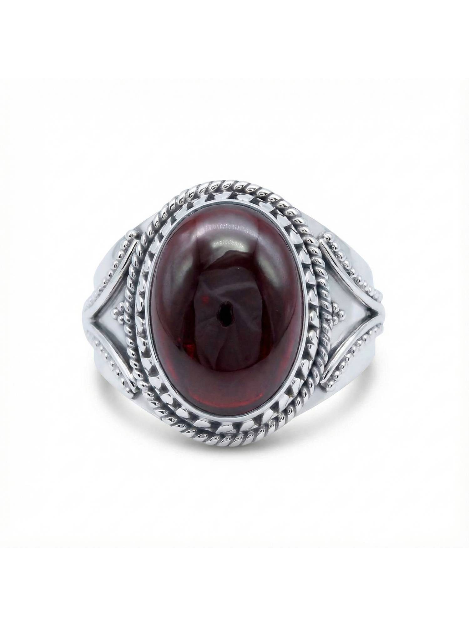 Silberring MEKANU aus 925 Silber mit Granat