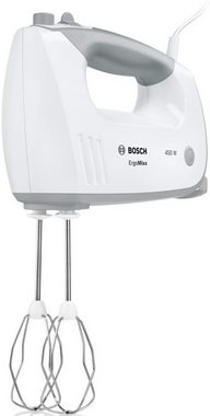 BOSCH Handmixer ErgoMixx MFQ36400, 450 W, 5 Stufen plus Turbostufe, 2 Turbobesen, 2 Edelstahl-Knethaken, weiß