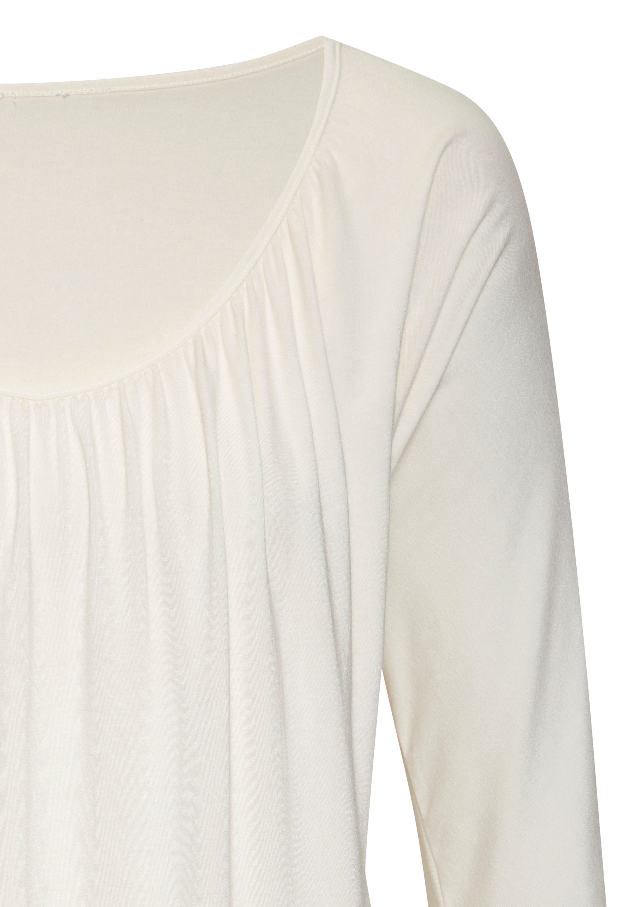 LASCANA 3/4-Arm-Shirt mit zarter Raffung am Ausschnitt aus weichem Viskose-Stretch