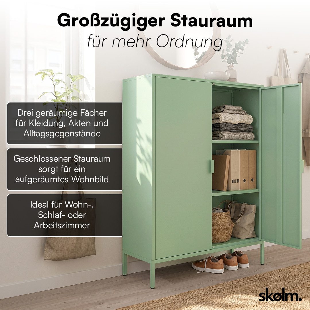 skølm Kommode Ituri aus Metall (Mintgrün), Highboard mit 2 Einlegeböden, höhenverstellbare Füße – Bild 5 von 5