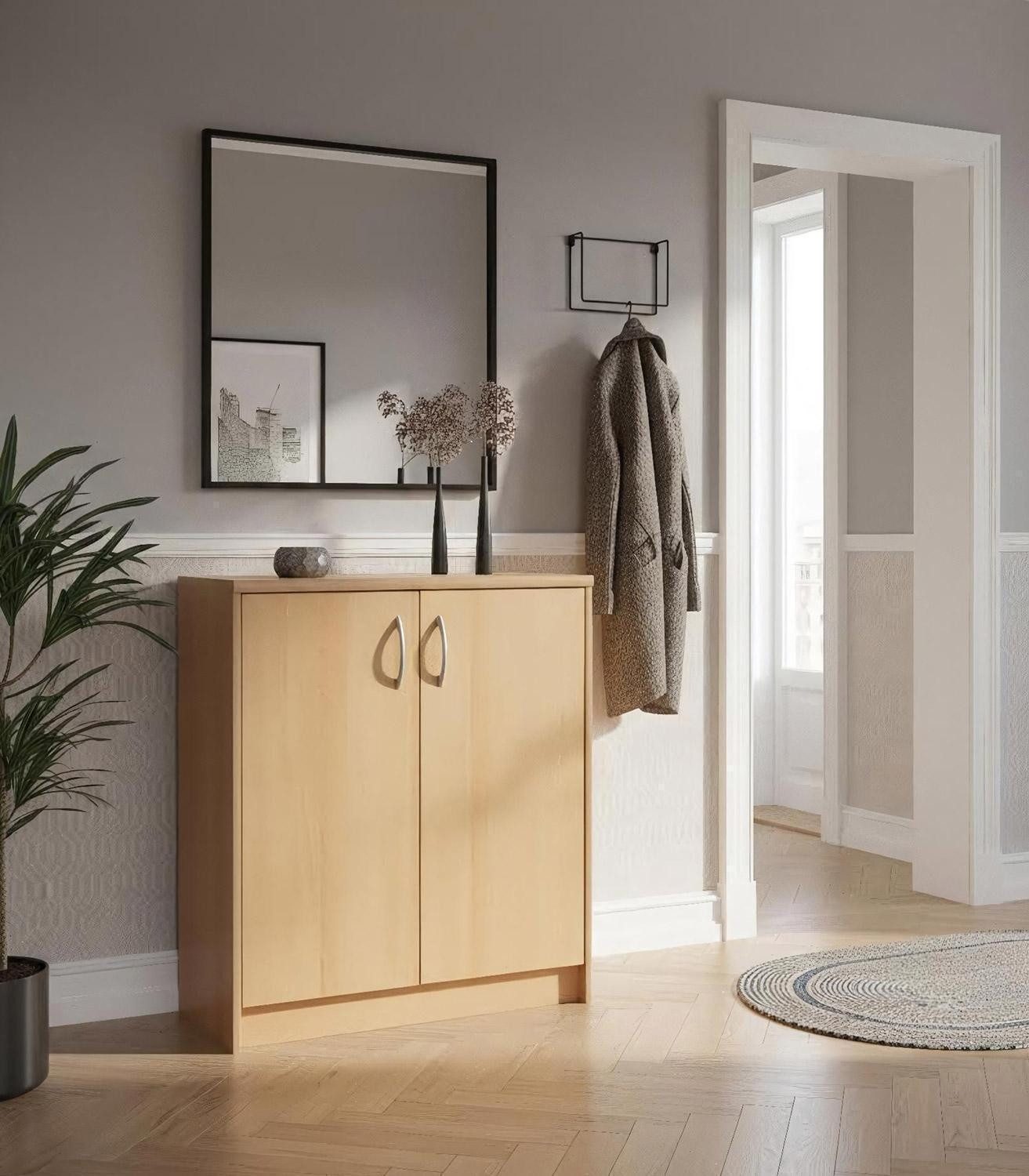 Kommode OPTIMUS, B 74 x H 86 cm, Buchedekor, 2 Türen, 2 Einlegeböden