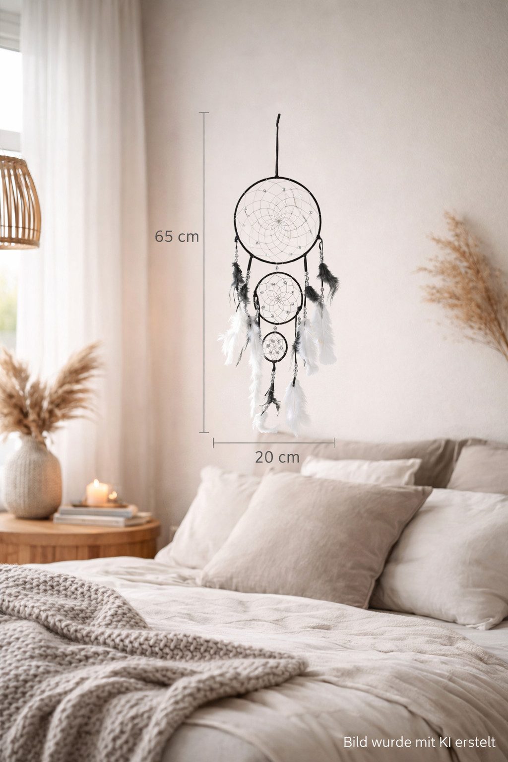 XiRRiX Traumfänger Traumfänger Hängedekoration mit Federn und Perlen zum Aufhängen (zum Aufhängen, Fensterdekoration), Wandbehang, Deko Schlafzimmer, Wohnzimmer