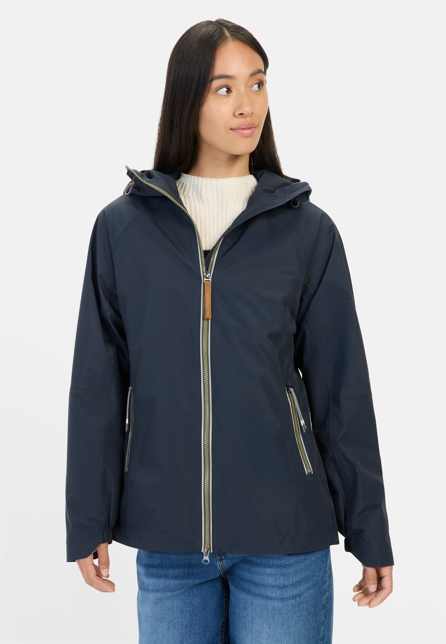 camel active Funktionsjacke aus Polyester Langarm Kapuze Markenlabel günstig online kaufen