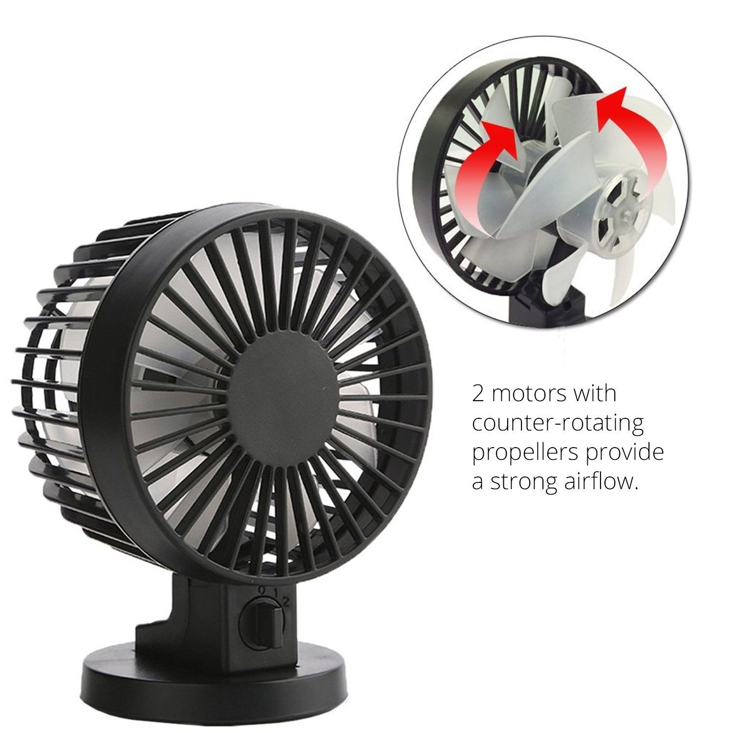 LA Ventilator, ZEPHYR VAGUE USB-Ventilator mini usb, ventilator Mini ABS-Kunststoff aus hochwertigem gefertigt schwarz Tragbarer