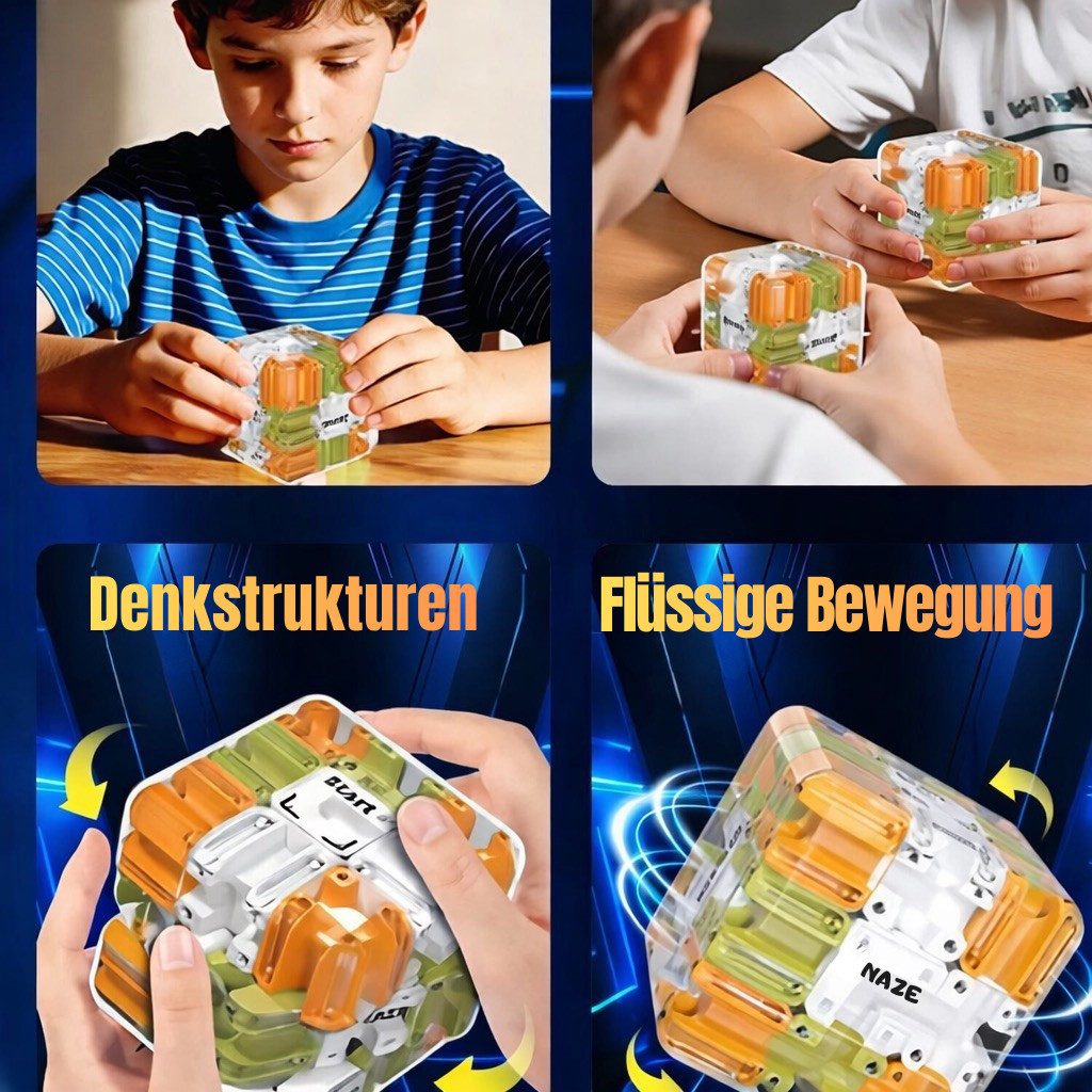 Goldstern-Tech Lernspielzeug 3D-Maze Cube, 2-in-1 3D-Labyrinth mit integriertem Kugel-Maze-System