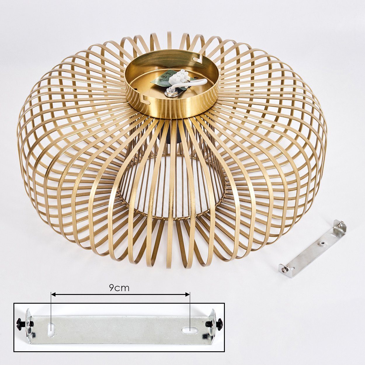 hofstein Deckenleuchte moderne Deckenlampe aus Metall in Messingfarben, ohne Leuchtmittel, Deckenleuchte Lichteffekt, Ø40cm, 1x E27, ohne Leuchtmittel – Bild 5 von 5