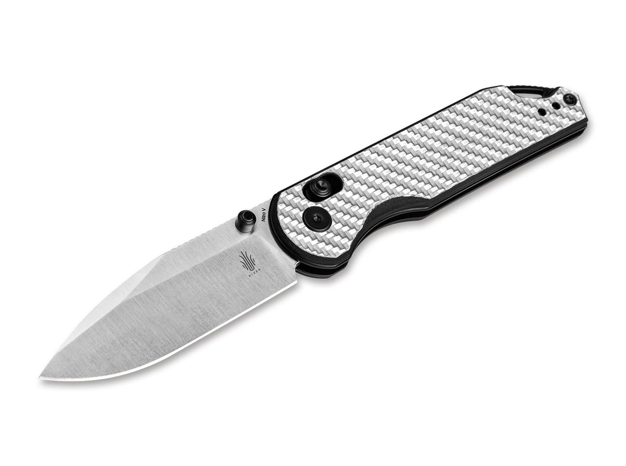Kizer Taschenmesser Taschenmesser Assassin Nitro-V G10 CF Silver & Black