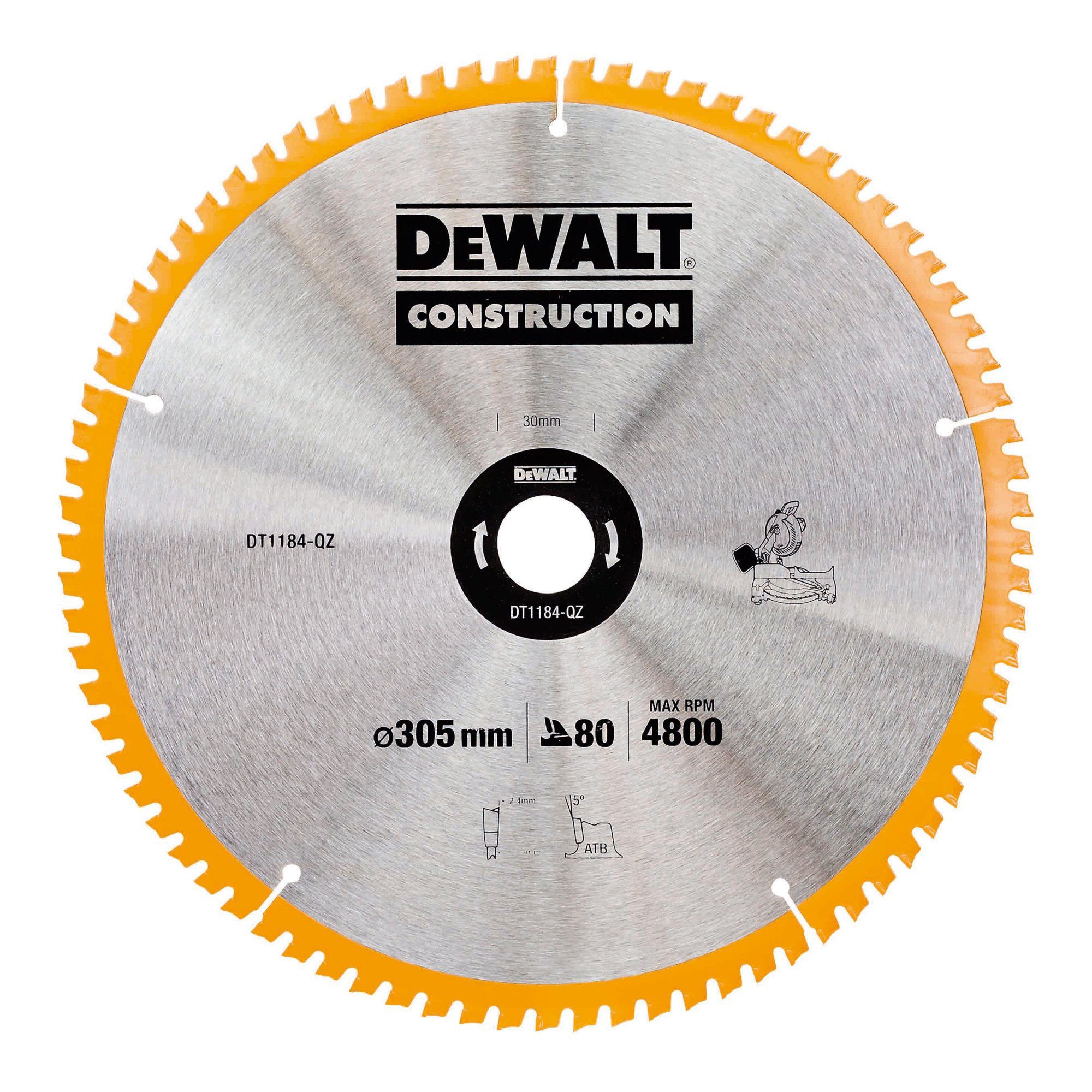 DeWalt Kreissägeblatt DEWALT Bau KSB Stationär 305x30x2.41 80WZ 7° DT1184-QZ