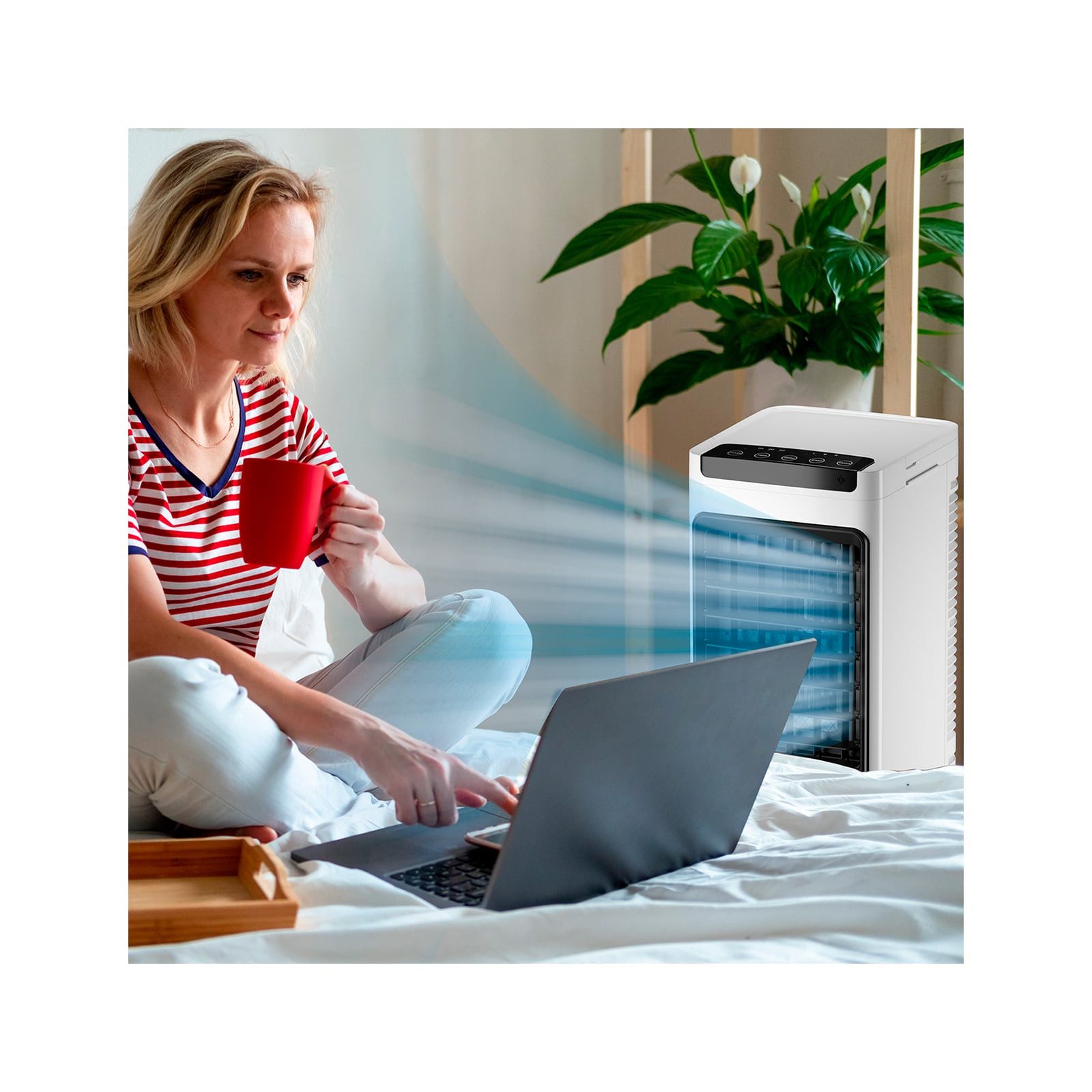 Genius Turmventilator Starlyf Cold Air 3in1 Luftkühler Set 8-tlg., Ventilator mit Wasserkühlung (Verdunstung), 3 Stufen, Timer, leise