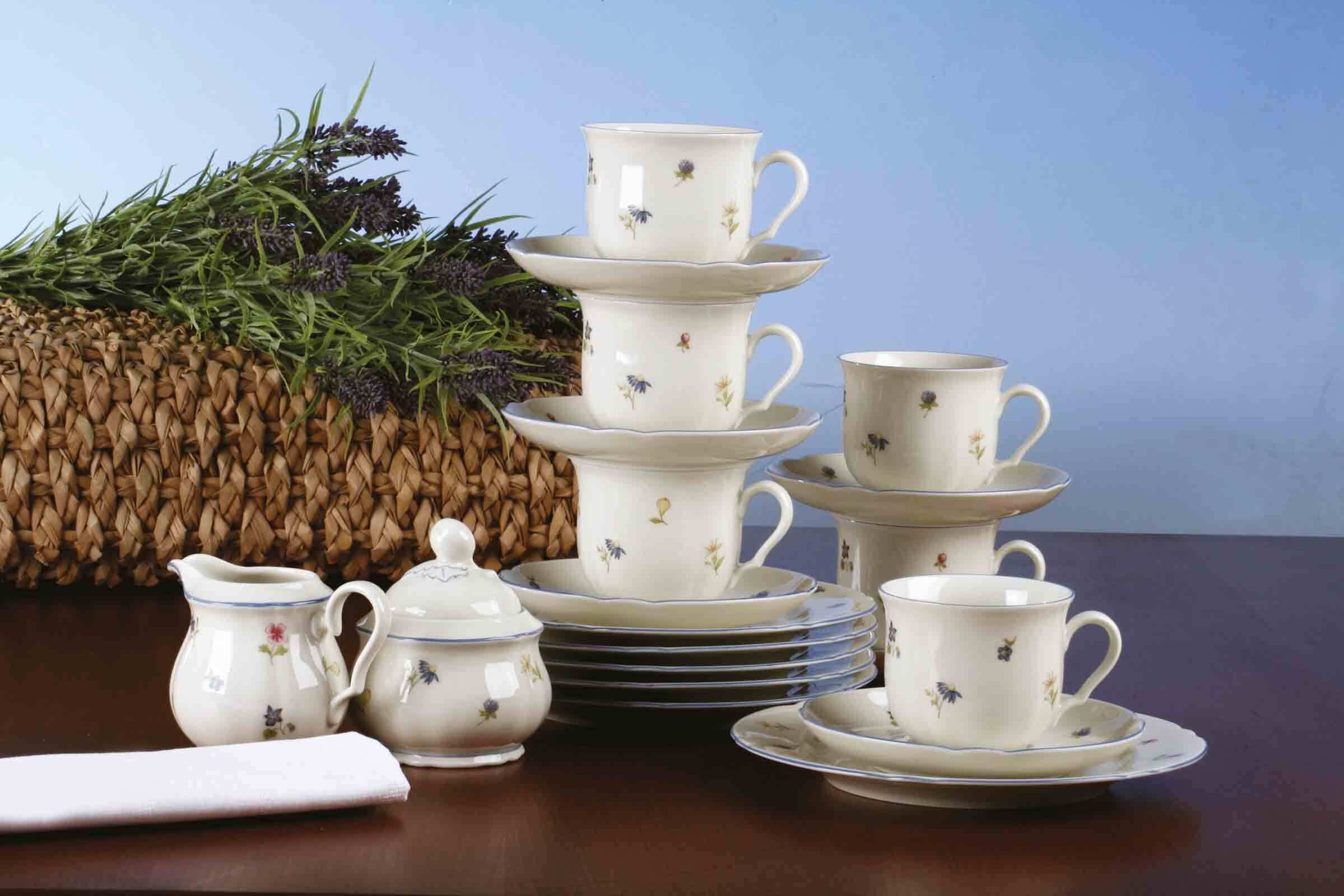 Seltmann Weiden Kaffeeservice Marieluise Streublumen Kaffeeservice 20er Set (20-tlg), 6 Personen, Porzellan