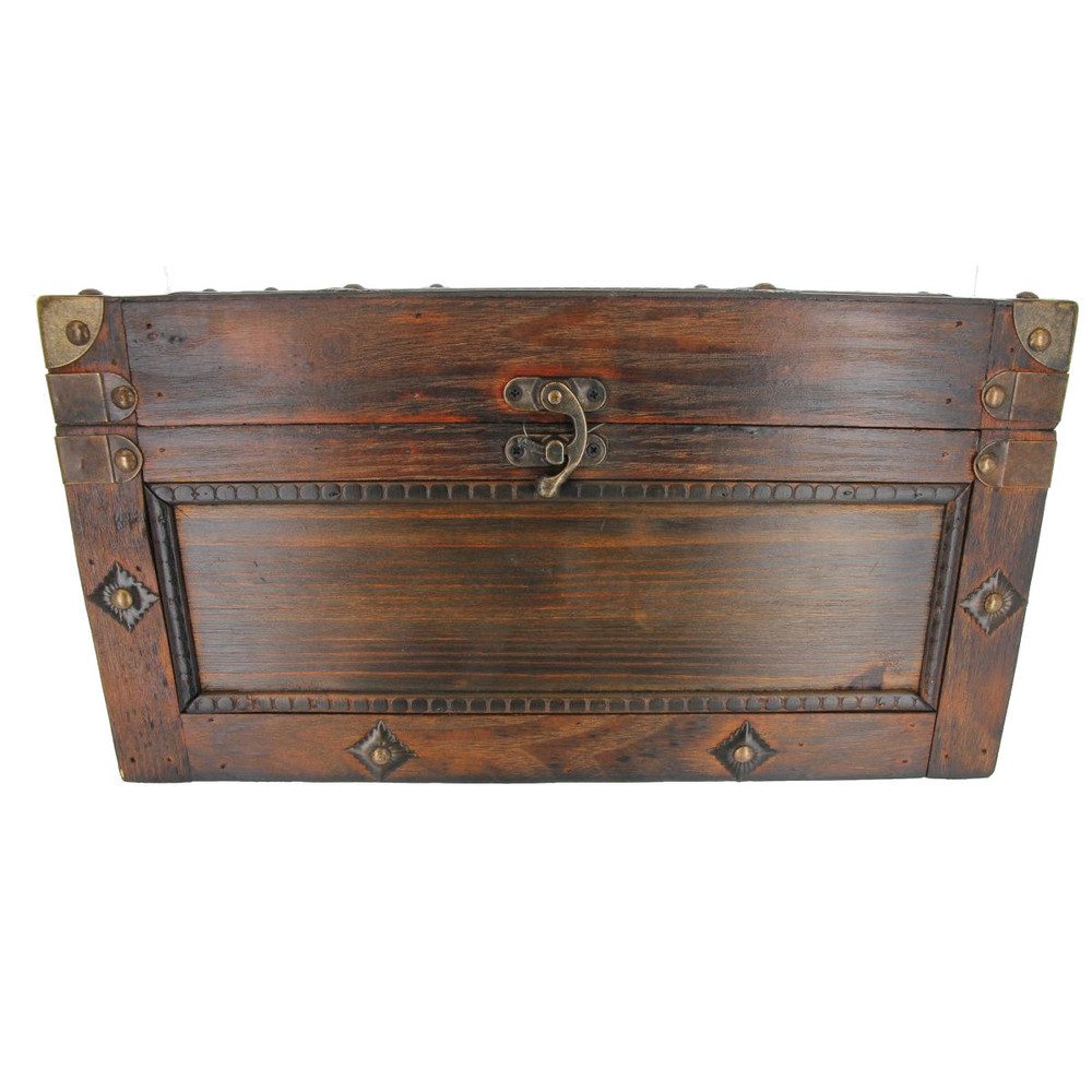 MICA Aufbewahrungsbox Truhe - L - dunkelbraun - aus Holz - ca. 37,5 x 22,5 x 19,5 cm