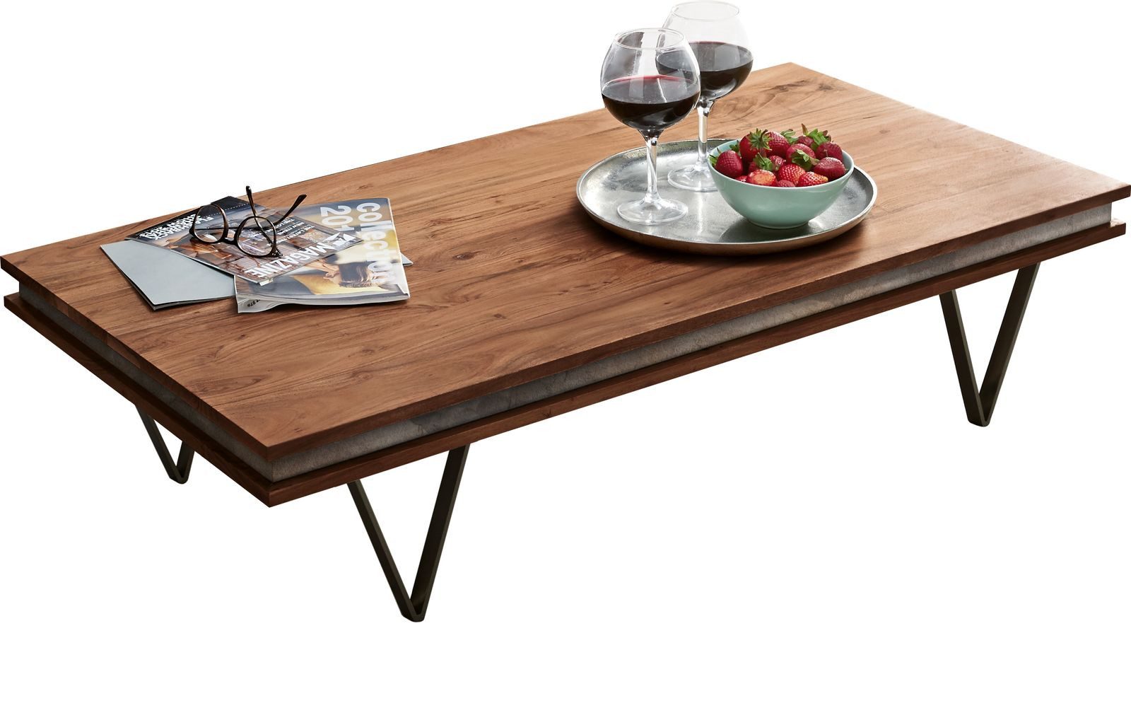 DELIFE Couchtisch Stonegrace, Akazie Braun Schiefer günstig online kaufen
