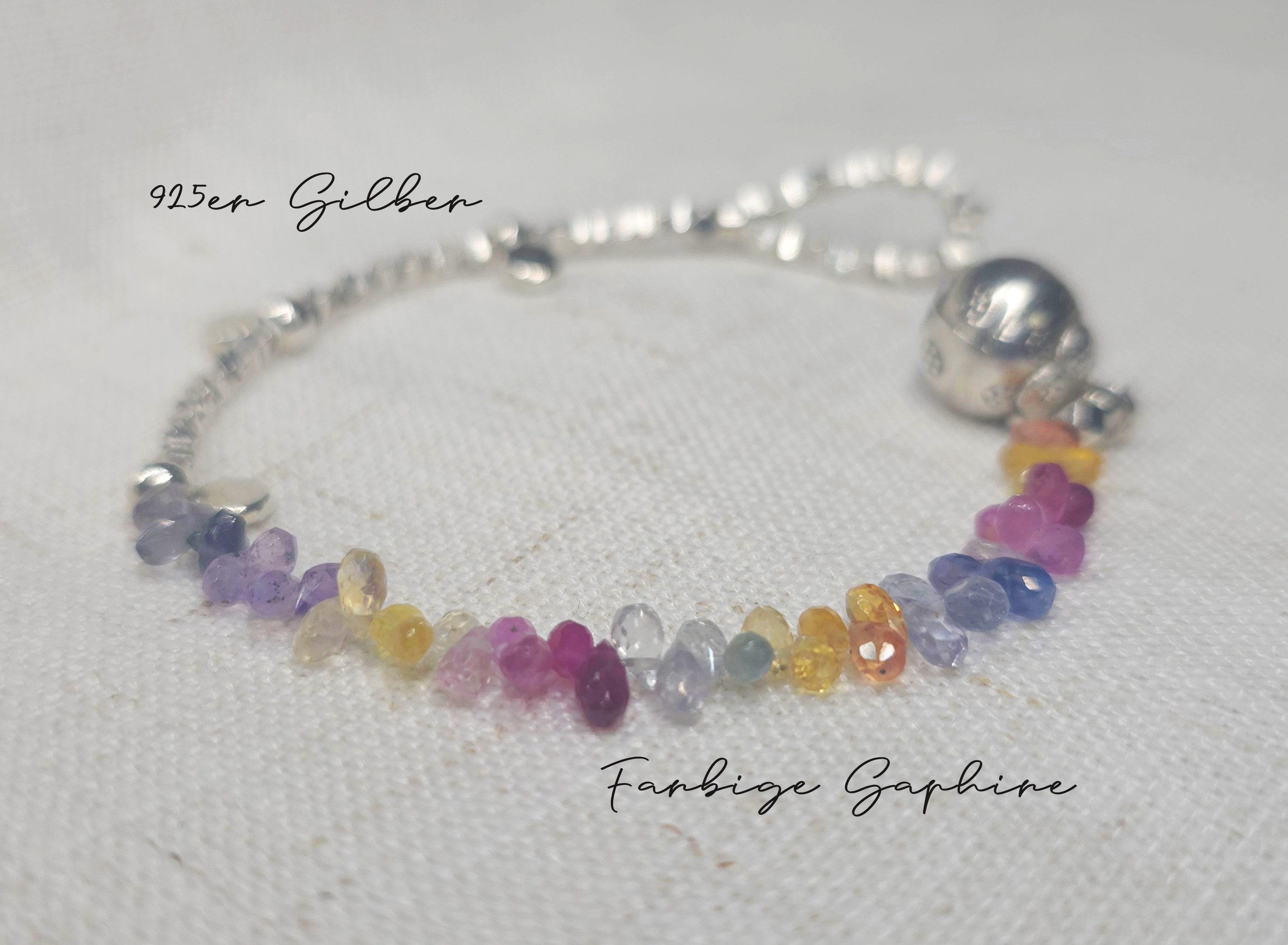 GOLDEN Silberarmband Multicolor Sapphire Armband, Sterling Silber, September Geburtsstein