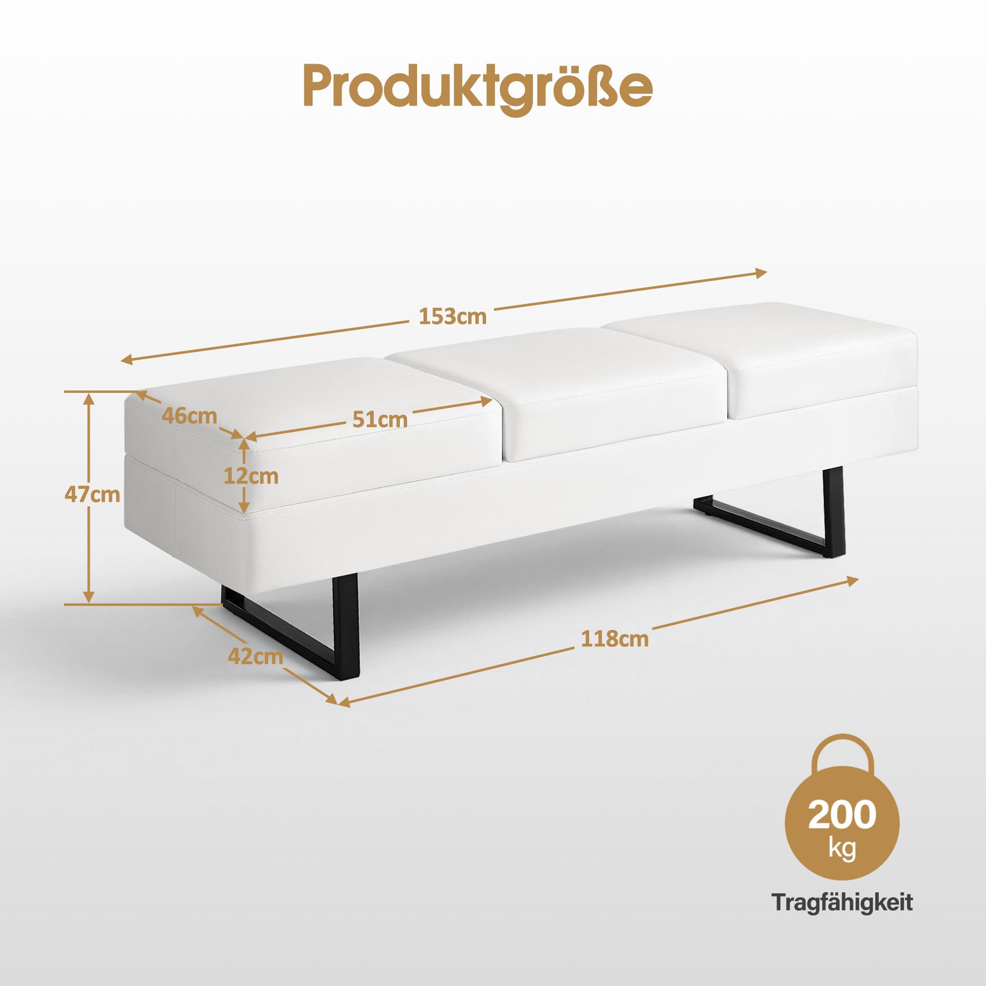 Barberpub Bank BarberPub 3-Sitzer Sitzbank für Friseursalon W513 (Kunstleder), Breite 153 cm, Wartebank, Polsterbank