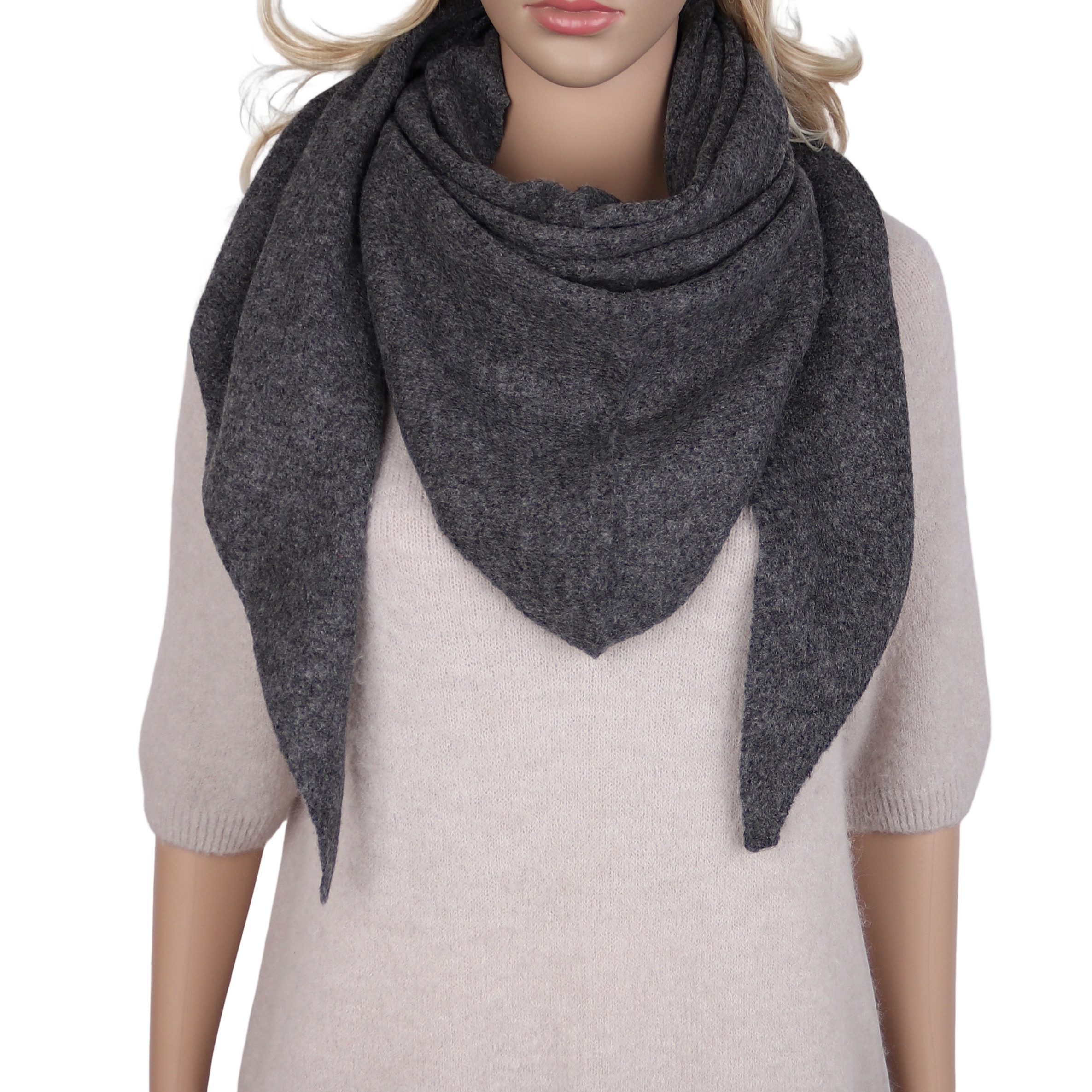 MIRROSI Dreieckstuch XXL Damen Dreieckstuch Strickschal 90 x 200 cm – weiches Viskose, Tuch mit Einsteck-Schlaufe, Schal ohne Fransen