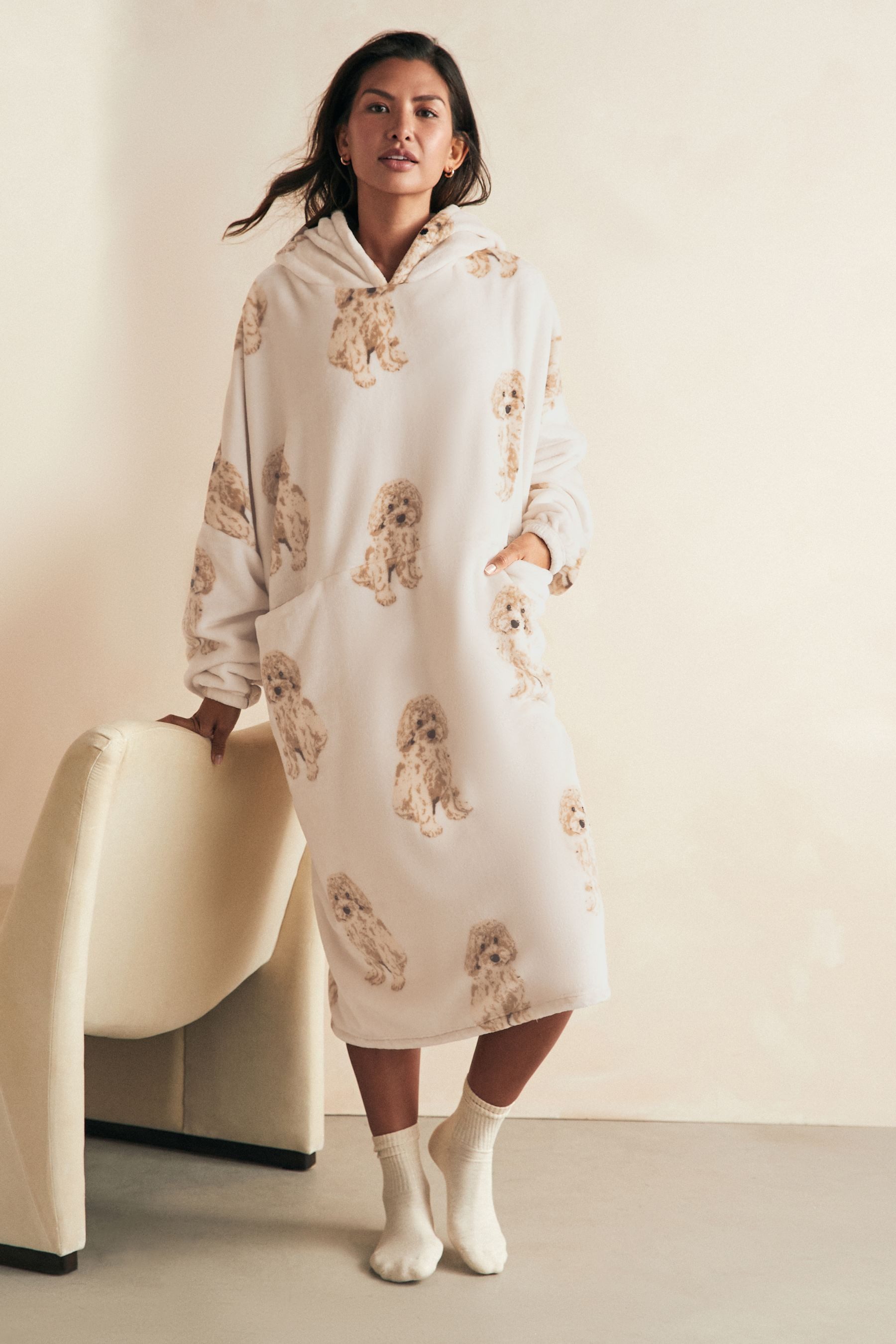 Next Damenbademantel Oversize-Kuscheldecke mit Kapuze, Charlie, Polyester