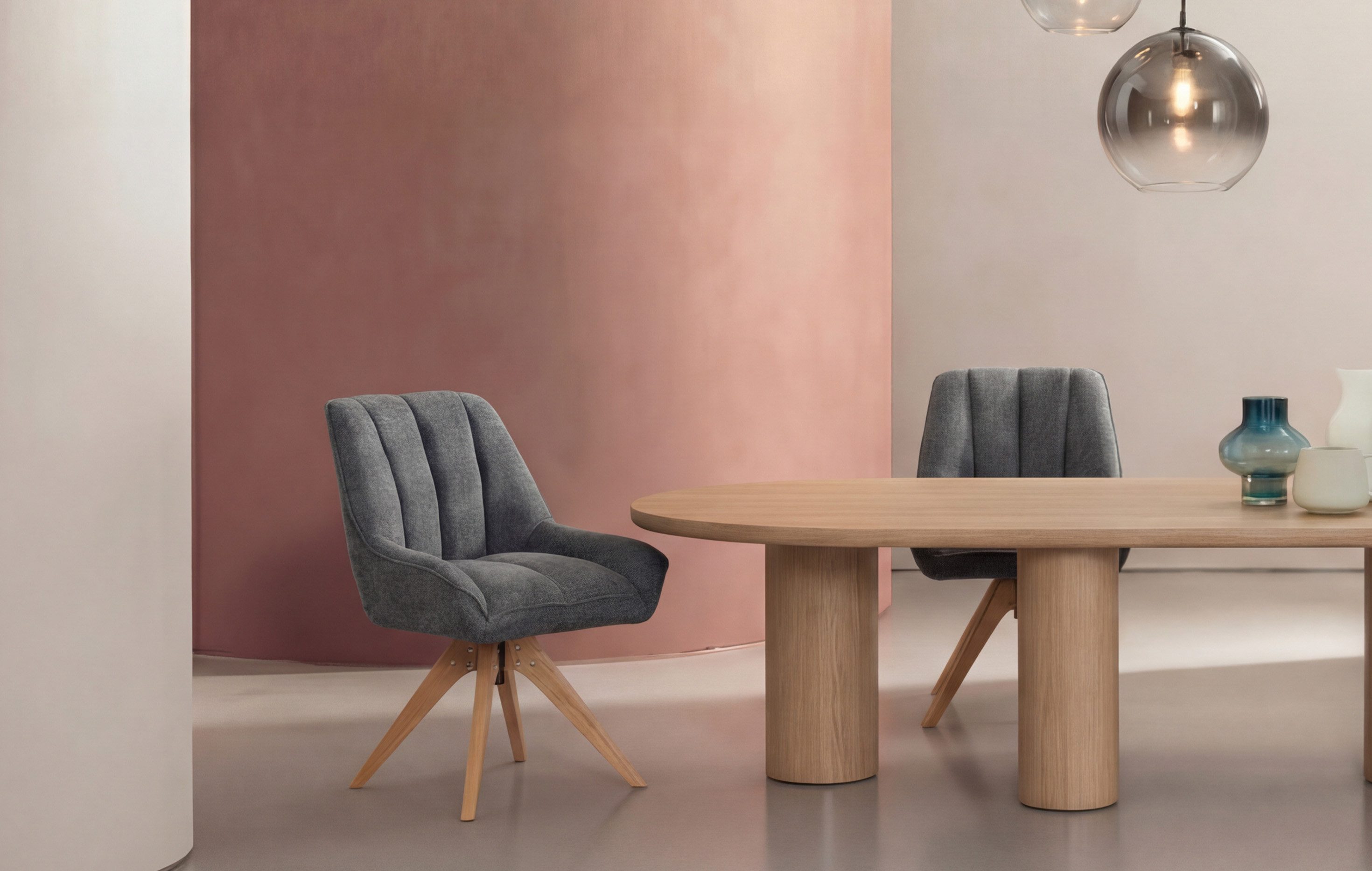 DUBI Möbel Polsterstuhl Mika-Lio (1 St), Federkern, Eiche geölt, 360° drehbar im 2er-Set