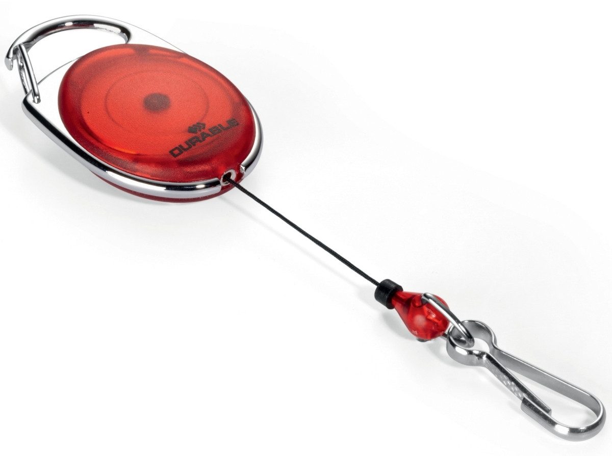 DURABLE Hinweisschild Aufrollmechanismus JoJo Style mit Federhaken 80cm rot