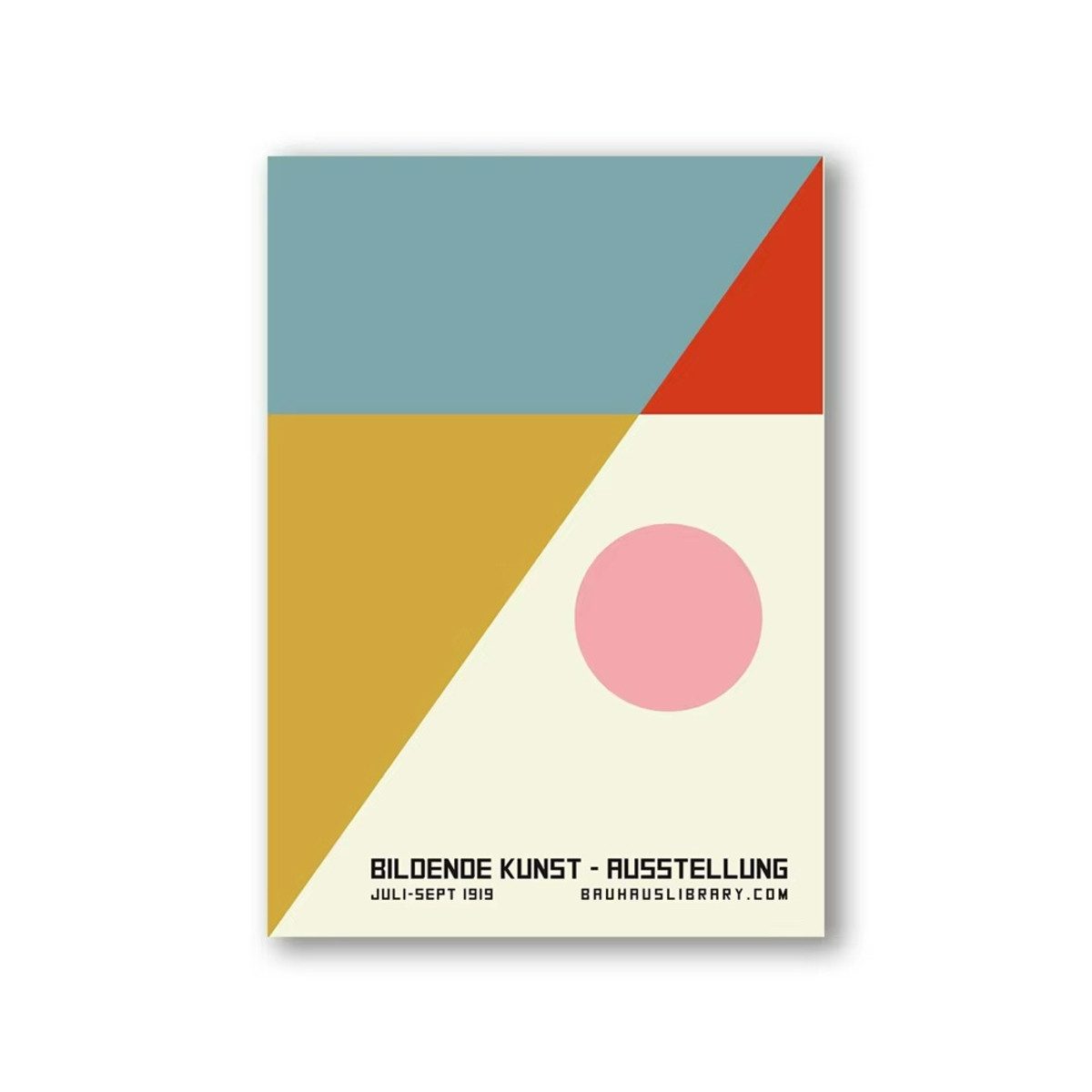 TPFLiving Kunstdruck (OHNE RAHMEN) Poster - Leinwand - Wandbild, Bauhaus Nordische Ästhetik Moderne Abstrakte Architektur Leinwand (Leinwandbild XXL), Farben: Gelb, Orange, Blau, Grau, Rot, Schwarz -Größe: 50x70cm