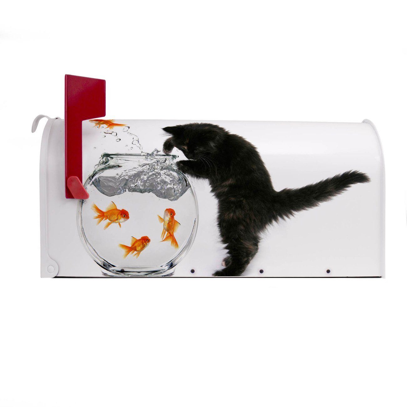 Und Fisch cm Briefkasten USA), 22 weiß x x Katze (Amerikanischer original Mailbox Amerikanischer 51 Briefkasten, aus banjado Mississippi 17