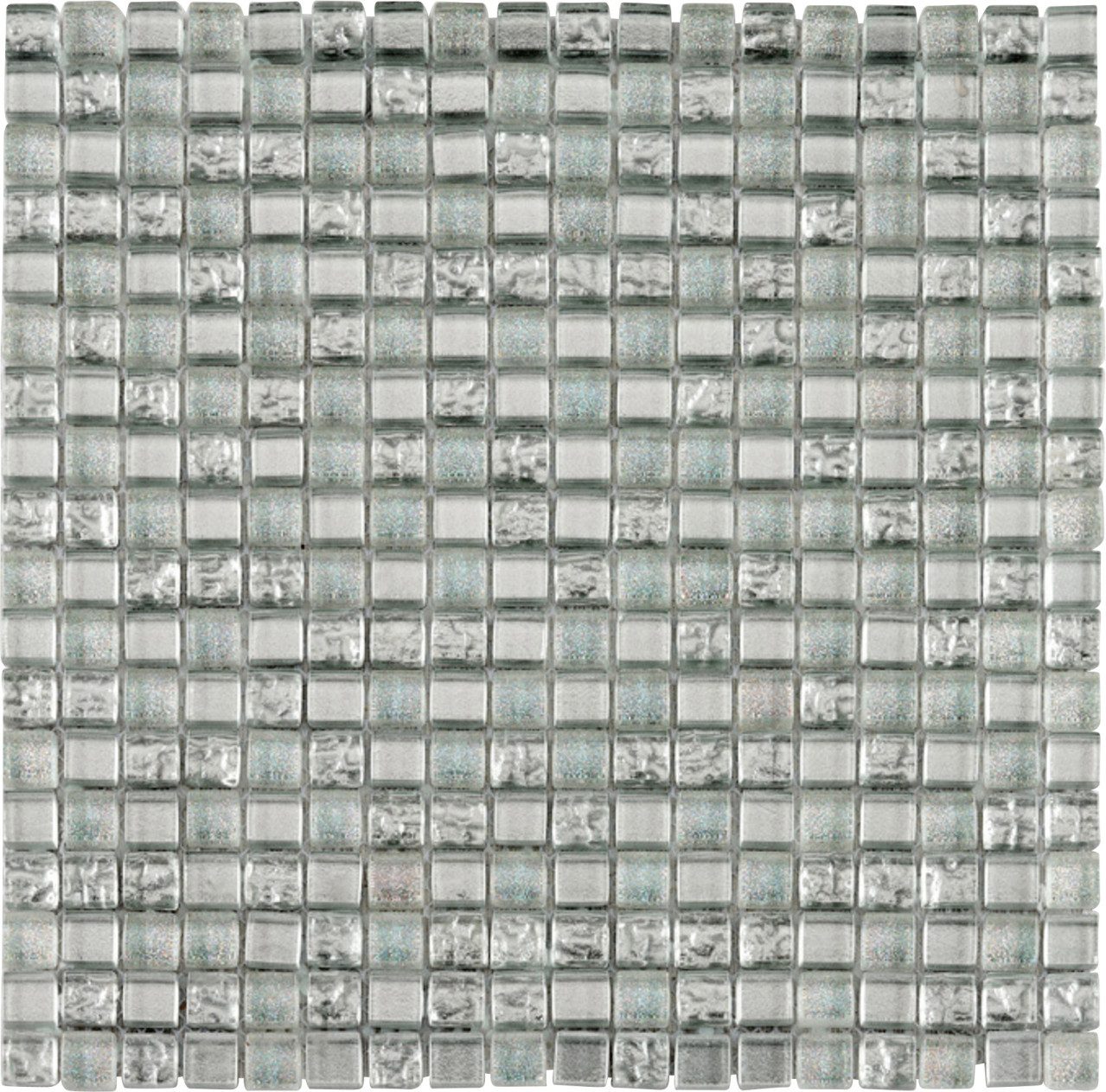 KNG Mosaikfliesen Mosaikfliese Glas Diamant 30 x 30 cm silber, Glas, Grau