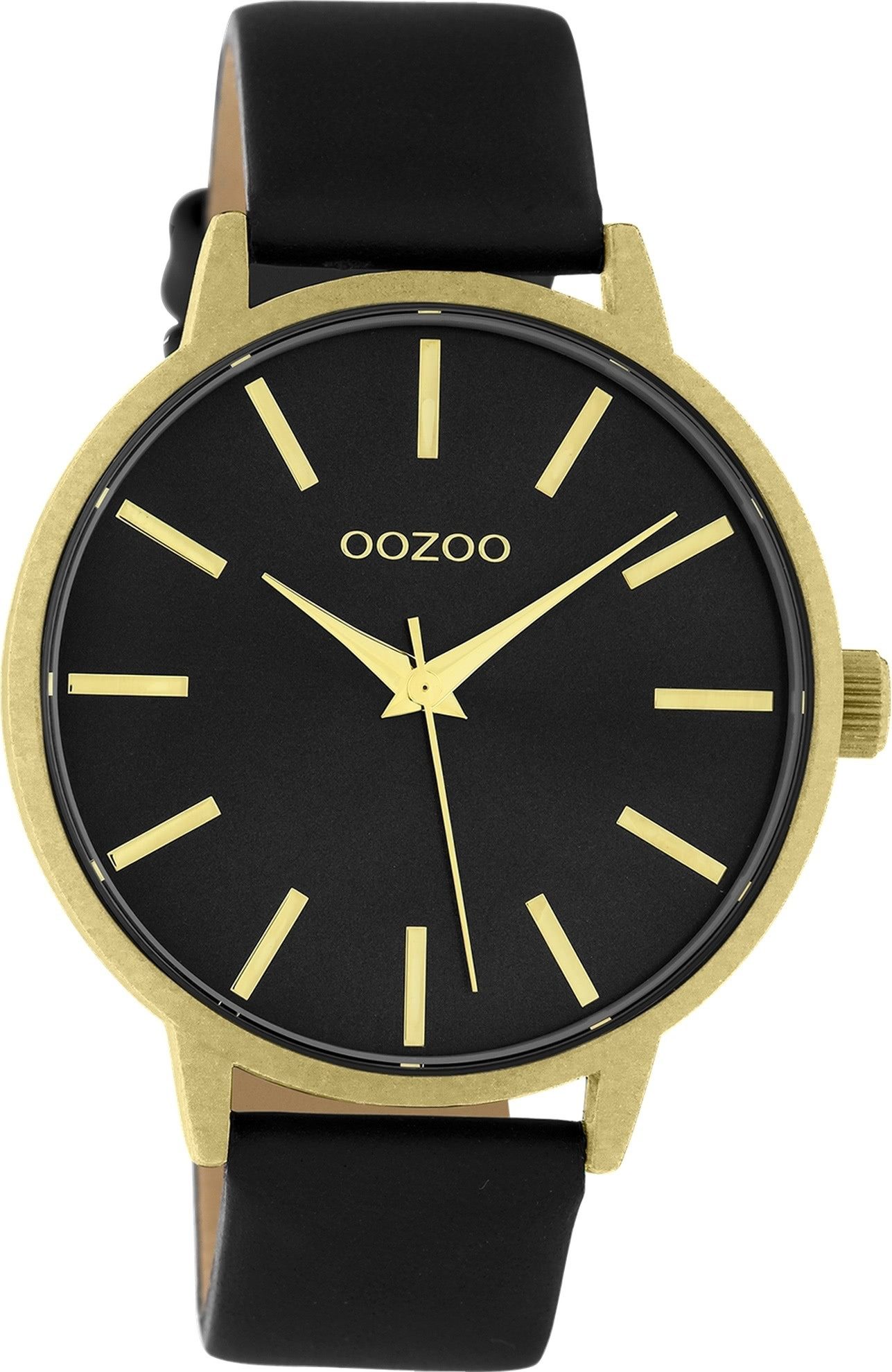 OOZOO Oozoo Damen Armbanduhr Timepieces Analog, (Analoguhr), Damenuhr rund, groß (ca. 42mm), Lederarmband schwarz, Fashion