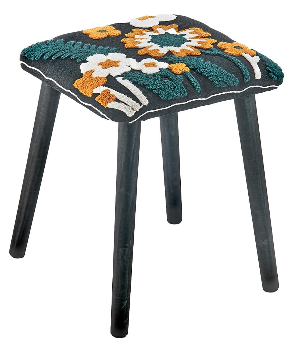 Kobolo 4-Fußstuhl Sitzhocker Hocker IMBALI mit floralem Muster (1 Stück) günstig online kaufen