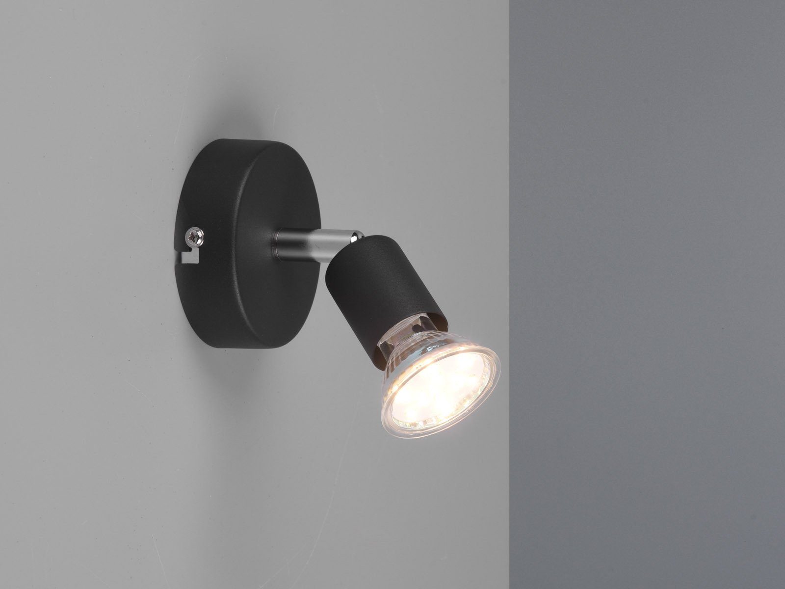 matt Warmweiß, LED LED Ø & schwenkbar Schwarz Wandstrahler, kleine wechselbar, Wandlampe 8cm Schwarz, innen, Treppenhaus meineWunschleuchte Bett