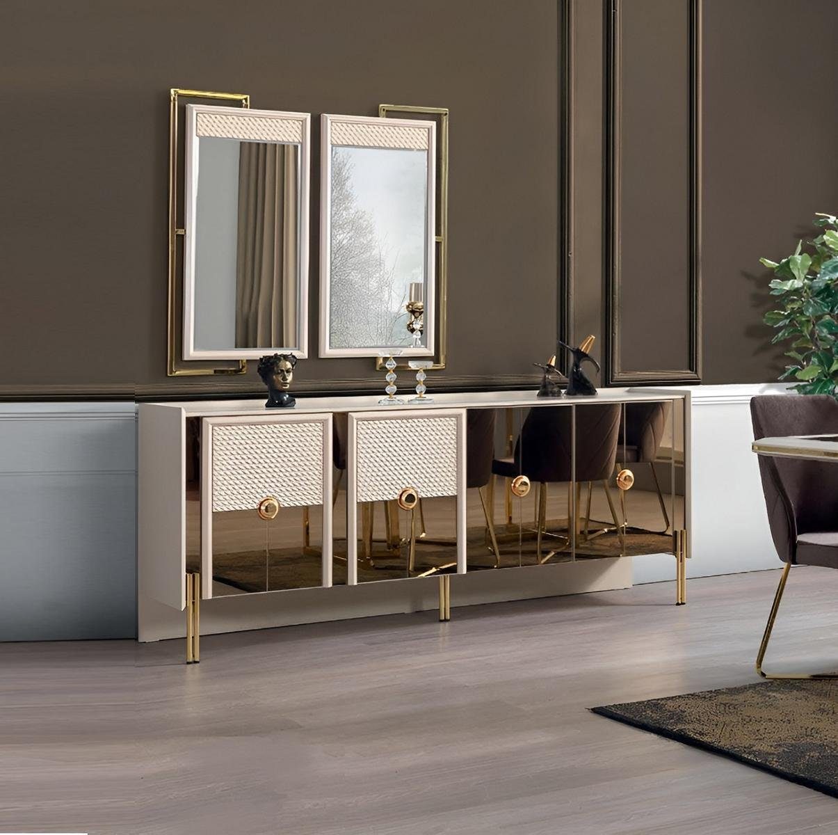 Möbel In Luxus Moderne Holz Europe Neu Made Spiegel Design mit Sideboard JVmoebel / 2x Esszimmer (Sideboard Spiegel), Sideboard