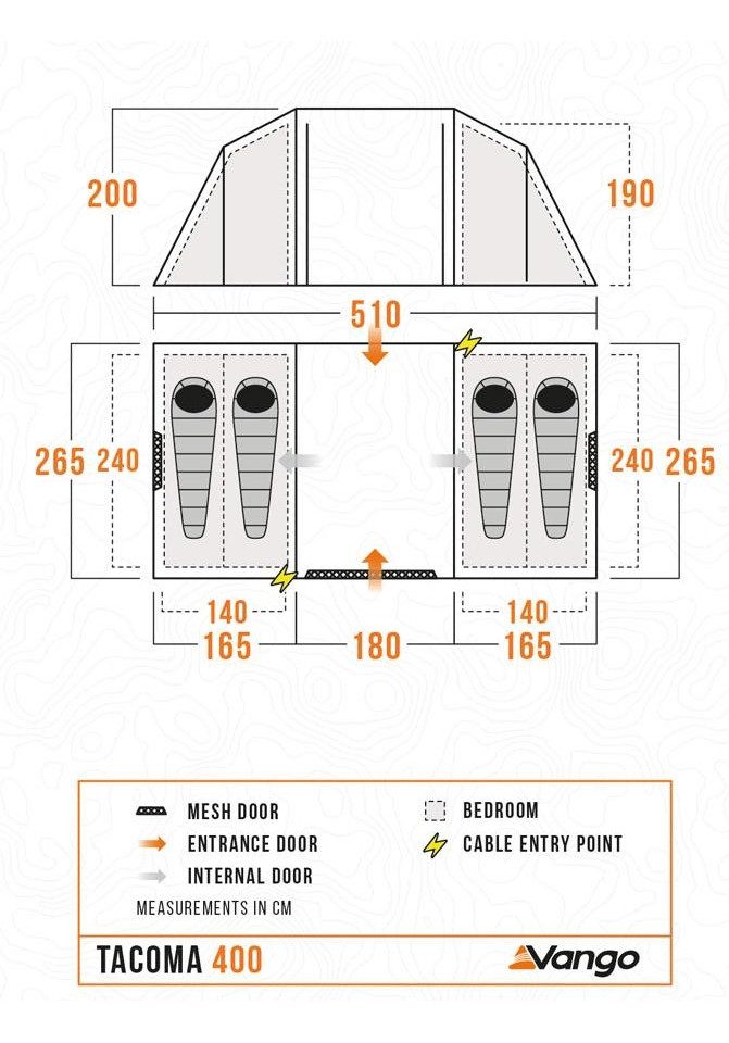 Vango Tunnelzelt Vango Tacoma 400 Package Familienzelt (19,6kg)