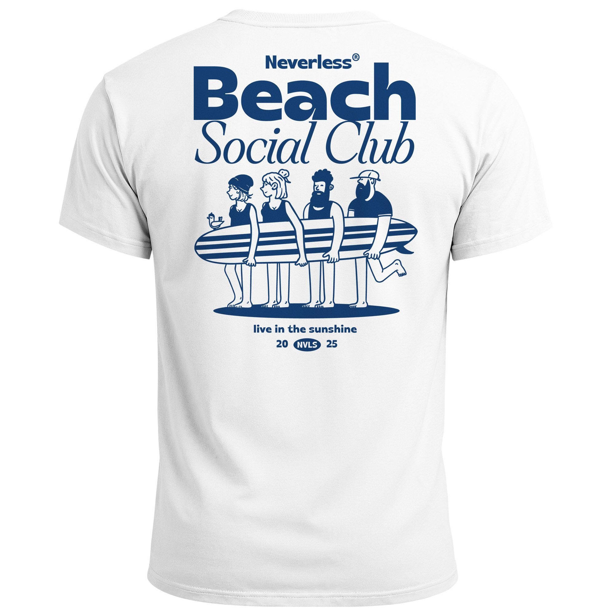 Neverless Print-Shirt Herren T-Shirt Backprint Beach Social Club Surfer Gra günstig online kaufen