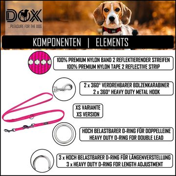 DDOXX Hundeleine Hundeleine Nylon, reflektierend, 3fach verstellbar, 2m, Pink