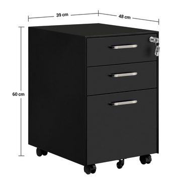 SONGMICS Aktenschrank Sideboard, Rollcontainer, abschließbarer, Schubladen