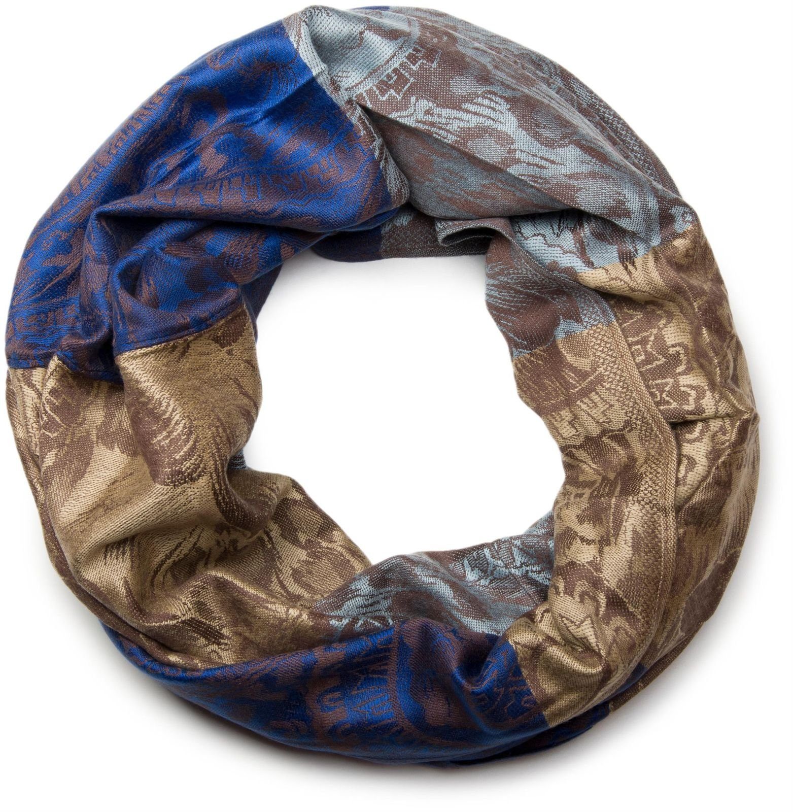 mit und Muster Blüten Blau-Hellblau-Braun (1-St), Hibiskus Paisley styleBREAKER Loop Loop,