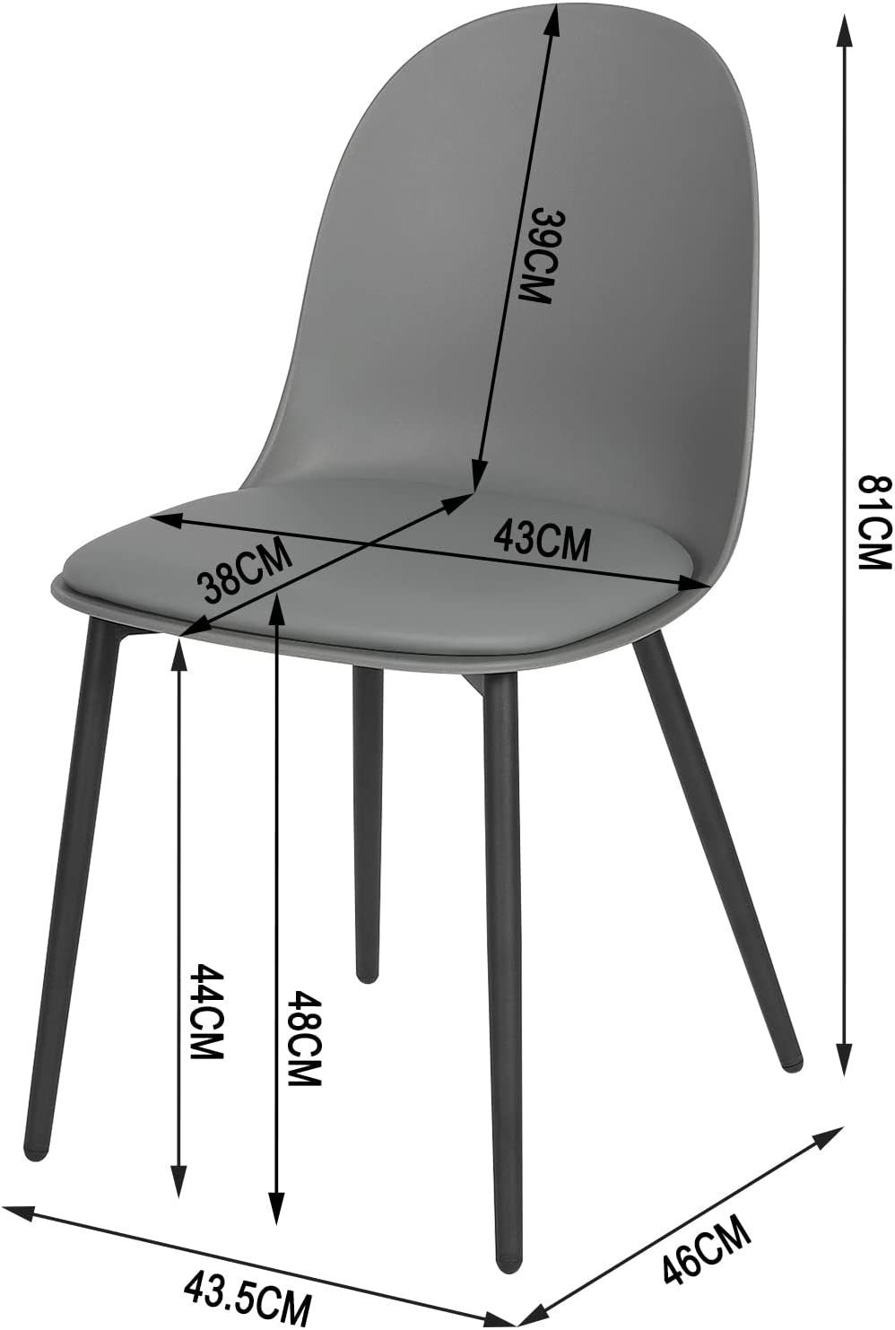Grau mit 4-Fußstuhl Bezug St), (4 Metallbeine Woltu Kunstleder Esszimmer Stühle