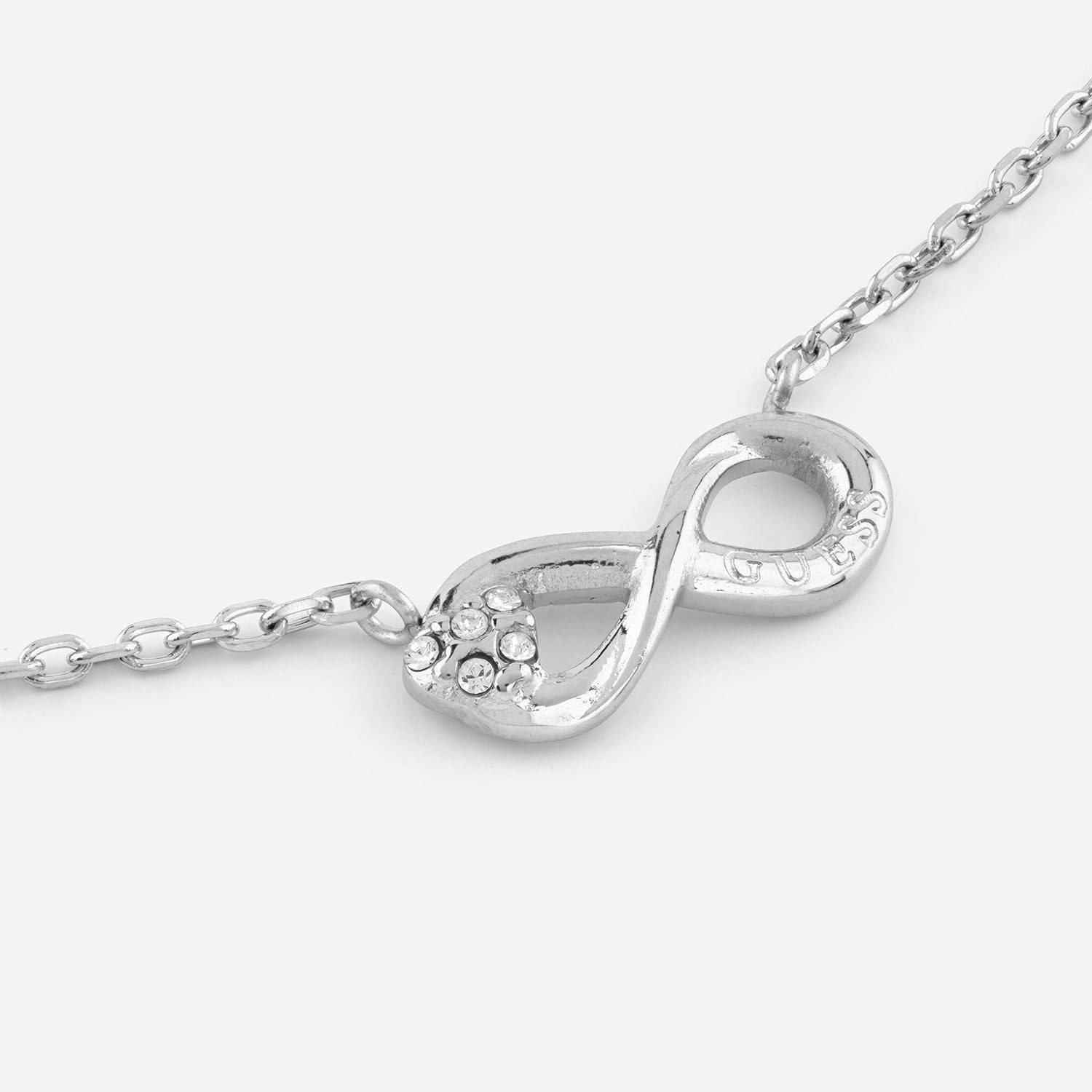 Guess Kette mit Anhänger JUBN06047JWRHT/U, für Damen Unendlichkeit Herz Silberfarben