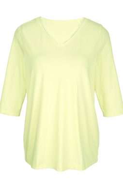 MIAMODA Rundhalsshirt T-Shirt V-Ausschnitt mit Spitze