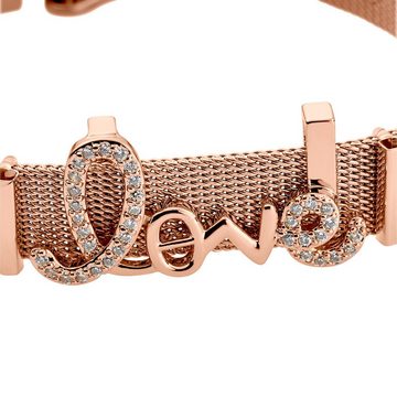 Heideman Armband Mesh Armband Love poliert (Armband, inkl. Geschenkverpackung), Charms sind austauschbar
