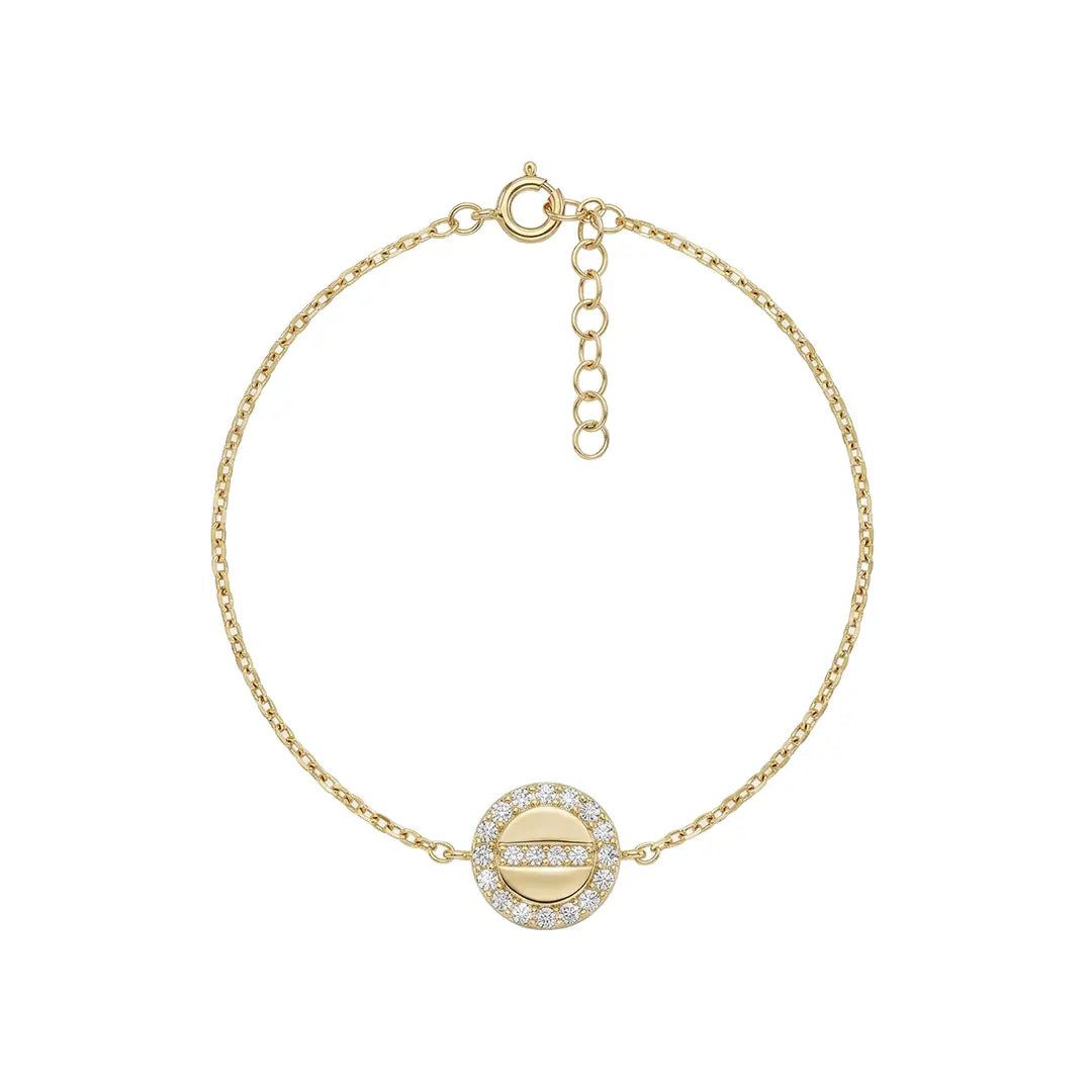Suzan Gold Goldarmband 375 Echtgold Aurelia Halo rundes Zirkonia-Element